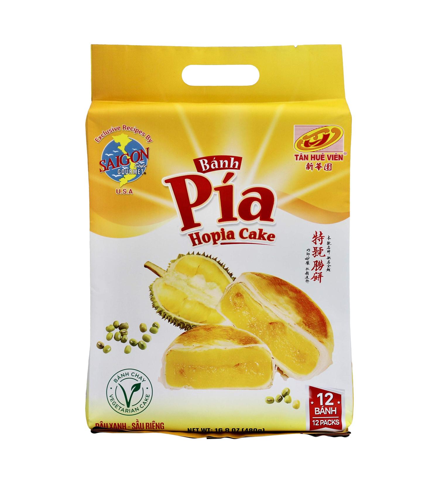 Banh Pia Hopia Cakes 12 Count Mungbean-Durian Flavor 16.8oz Pack of 1 - 1.41oz (12 Count) - Buy Online on GoSupps.com