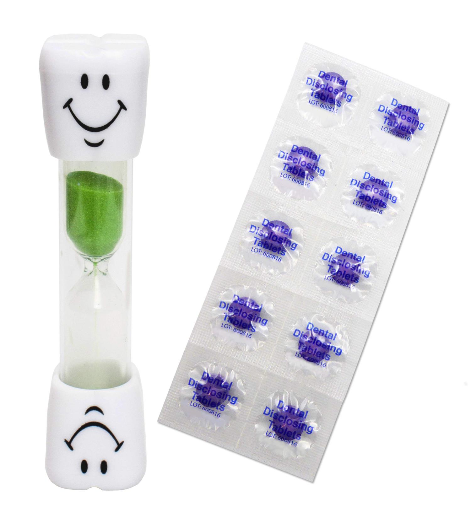 Smile Toothbrush Timer & 10 Disclosing Tablets - Green | Dental Care Kit - Buy Online on GoSupps.com