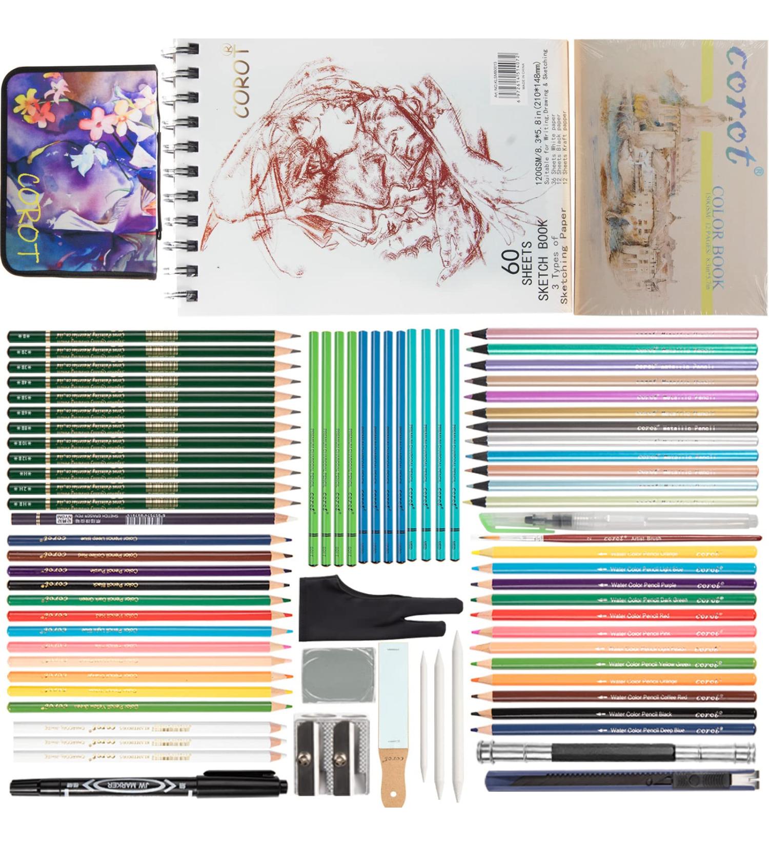 Corot 80pcs Drawing Kit with 3-Color Sketch Book - Painting Set for Kids, Beginners, and Artists - Buy Online on GoSupps.com