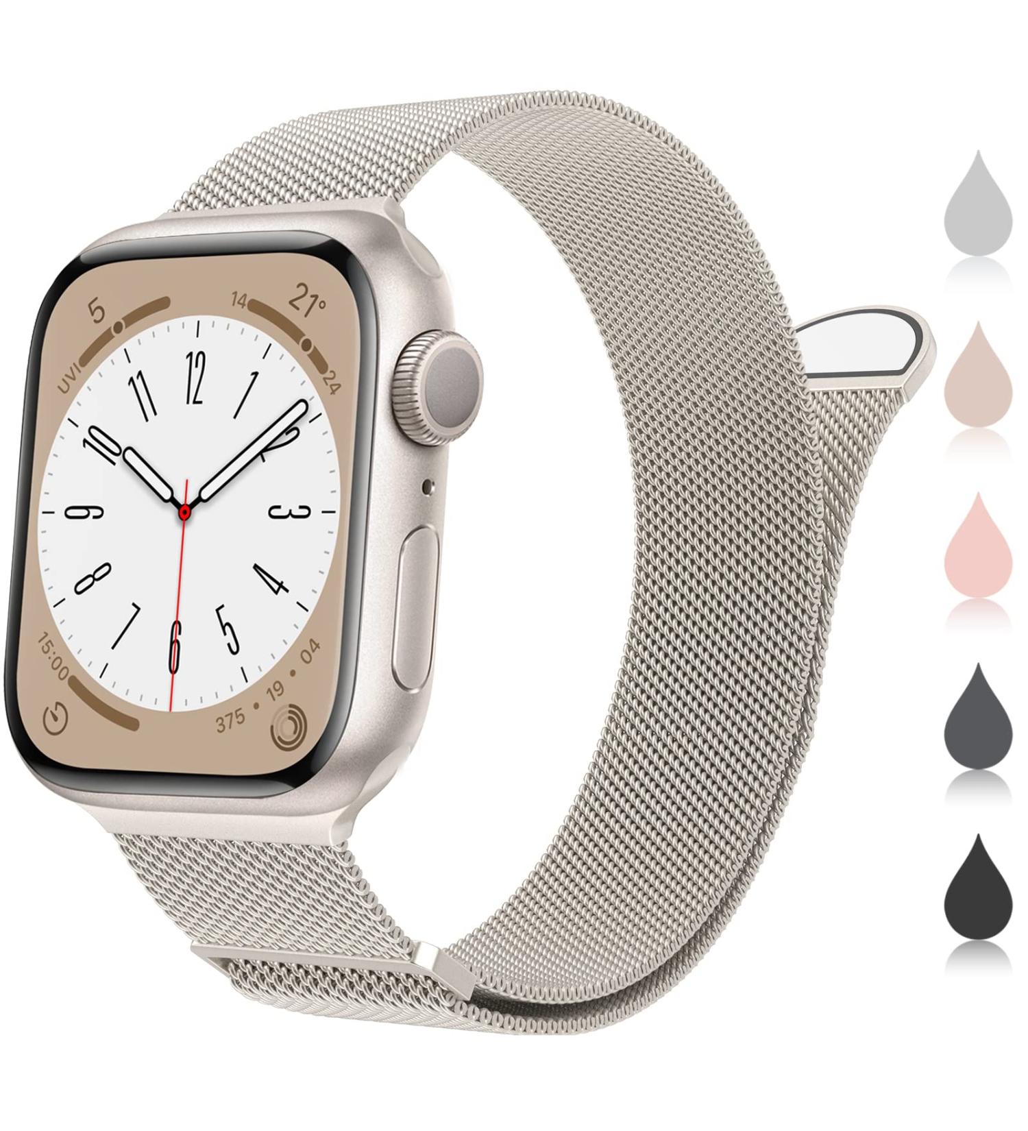 Marge Plus Stainless Steel Mesh Loop Magnetic Clasp Apple Watch Band 41mm/40mm/38mm - Women and Men - Replacement iWatch Bands - A-Starlight - Buy Online on GoSupps.com