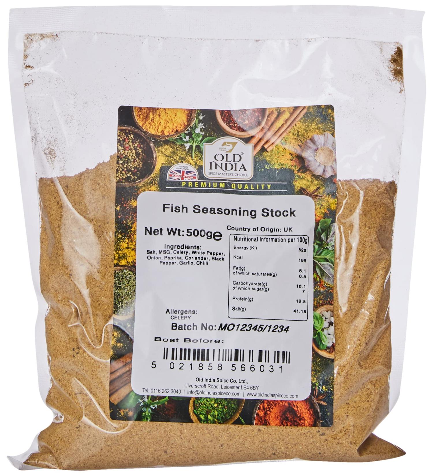 Old India Fish Seasoning Stock 500g - Premium Blend for Enhancing Flavor - Buy Online on GoSupps.com