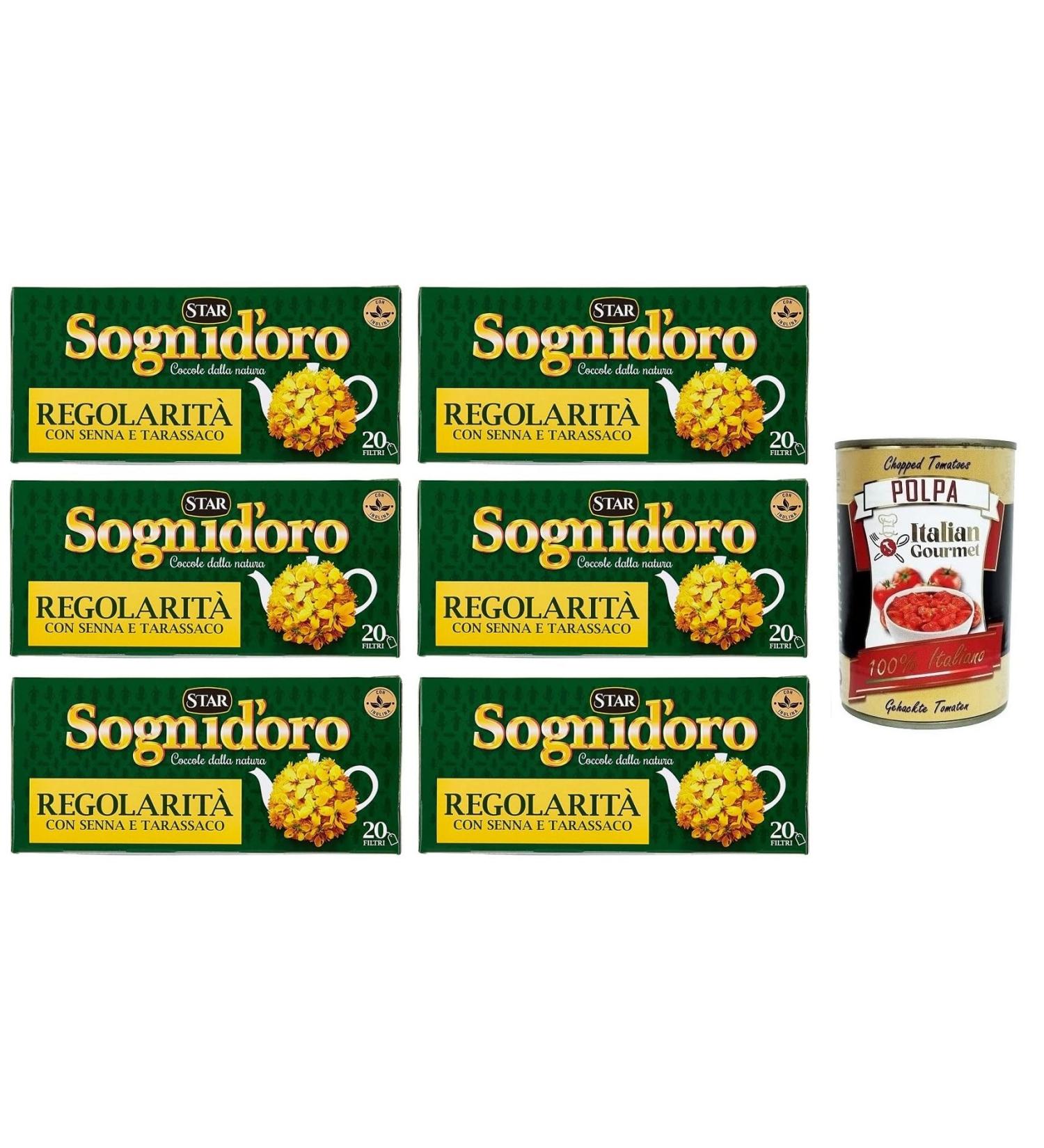  Italian Gourmet E.R. Star Sogni d'oro Tisana Regolarit Lot de 6 tisanes au s n et au pissenlit paquet de 20 filtres + Polpa di Pomodoro Italian Gourmet Polpa di Pomodoro Bo te de 400 g - Buy Online on GoSupps.com