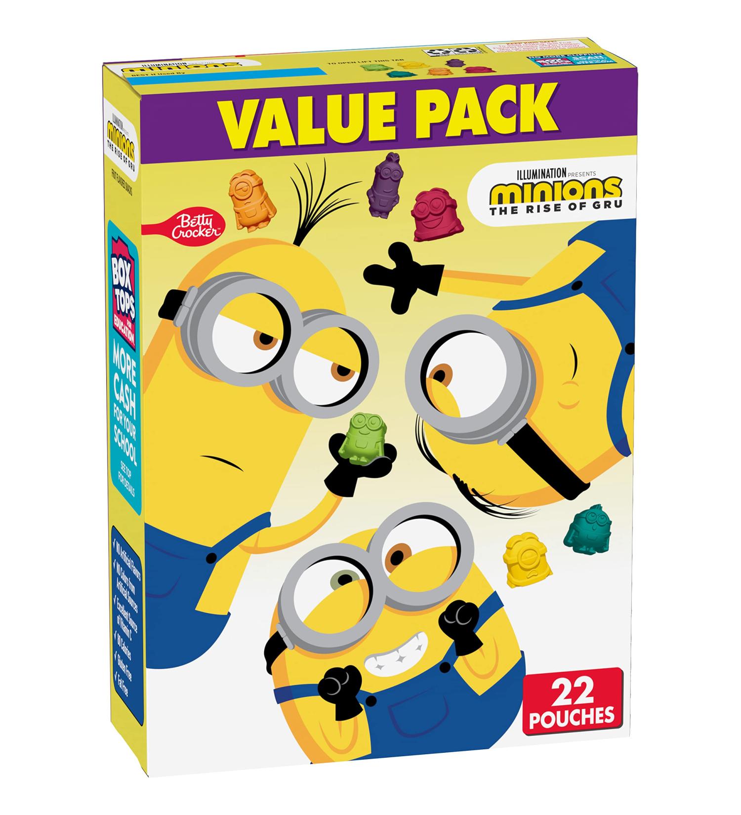 Minions Gummy Treat Pouches - Fruit Flavored Snacks, Value Pack (22 ct) - Buy Online on GoSupps.com