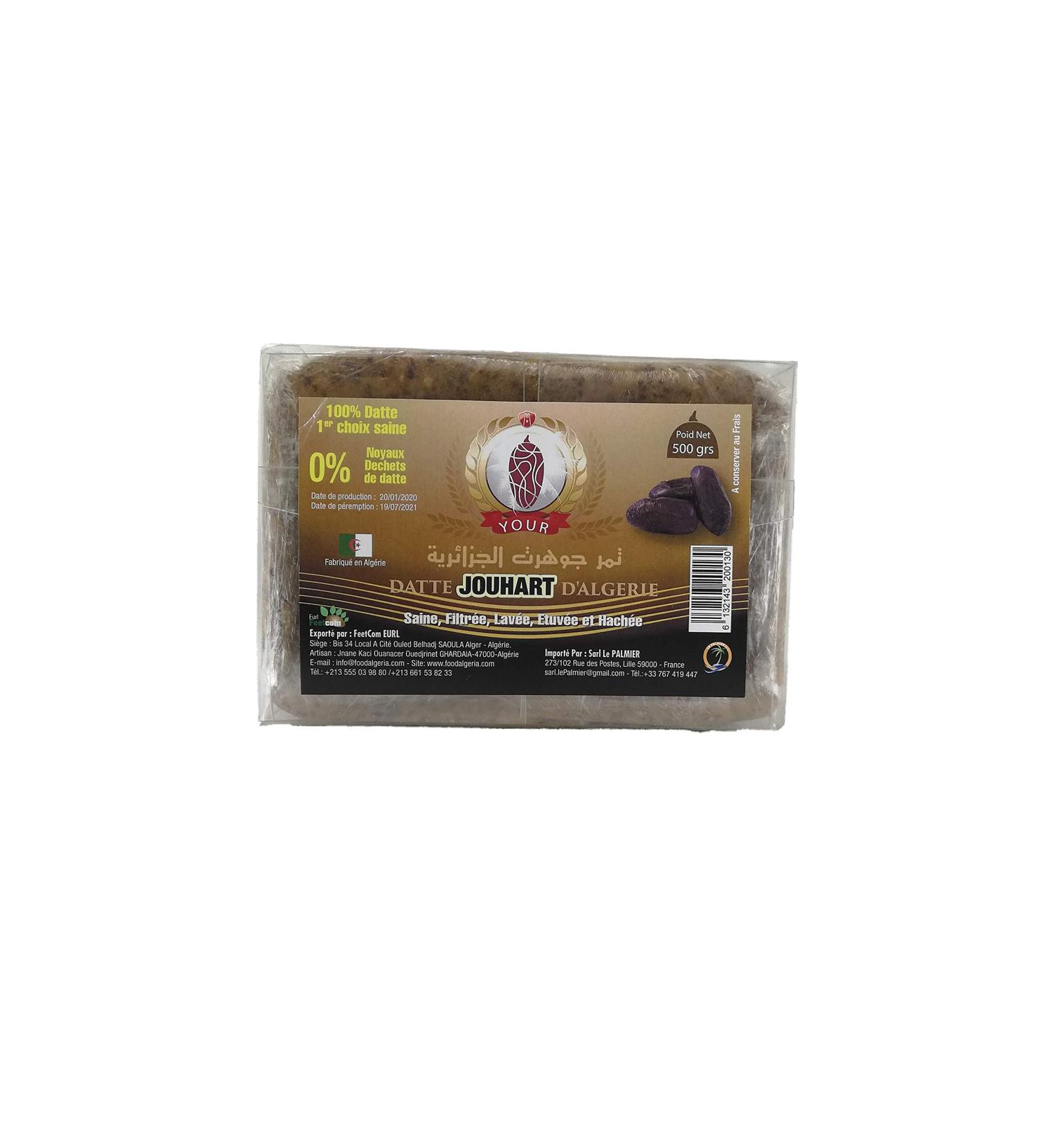 JOUHART Date Paste 100% Pure - Natural JOUHART Chopped Date from the Desert ALGERIA-GHARDAIA - Box of 500 Gr - Buy Online on GoSupps.com