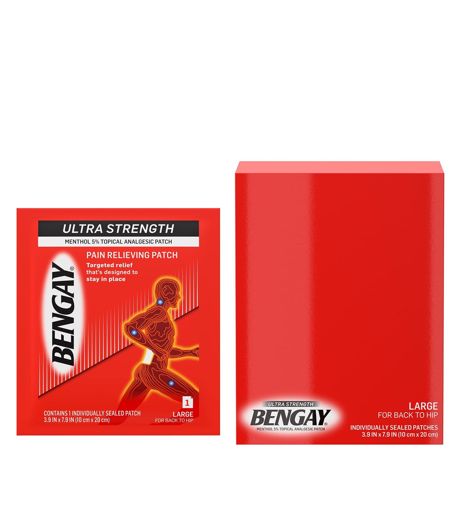 Bengay Ultra Strength Pain Relief Patch for Targeted Muscle & Joint Pain - Large Size, Individually-Wrapped for On-The-Go Relief (Pack of 10) - Buy Online on GoSupps.com