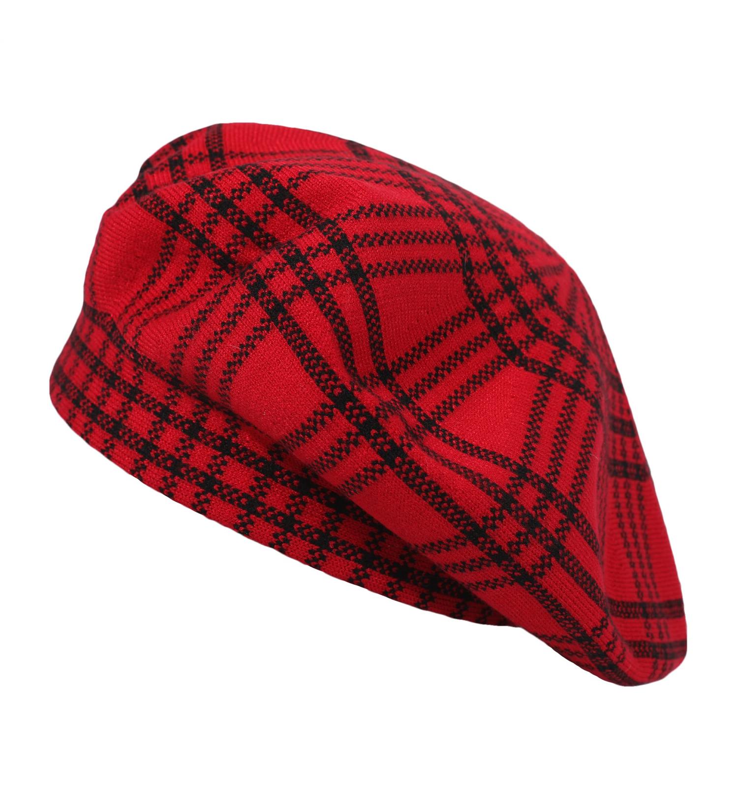 ZLYC Reversible Knitted French Beret Hat for Women - Checkered Red - Buy Online on GoSupps.com