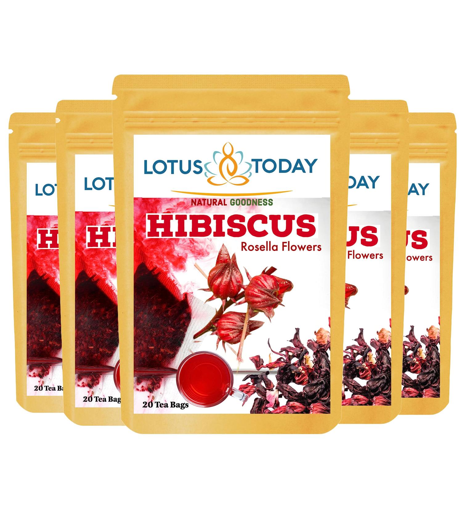 Lotustoday Herbal Tea 100% Natural Hibiscus Tea Bags (Pack of 5) Can make Iced Tea. Also Known as Rosella & Sorrel - Buy Online on GoSupps.com