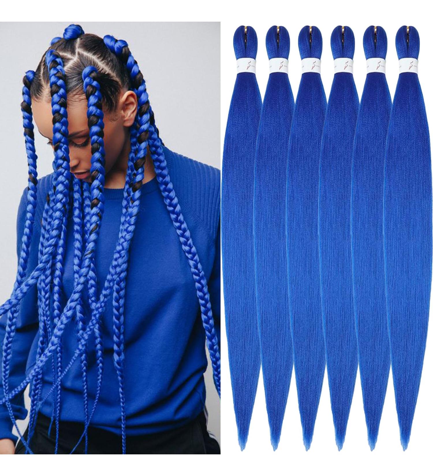 Xusuperb Pre-Stretched Braiding Hair - 30 Inch Blue Kanekalon Extensions (6 Pack) for Easy Yaki Rasta Braids - Buy Online on GoSupps.com