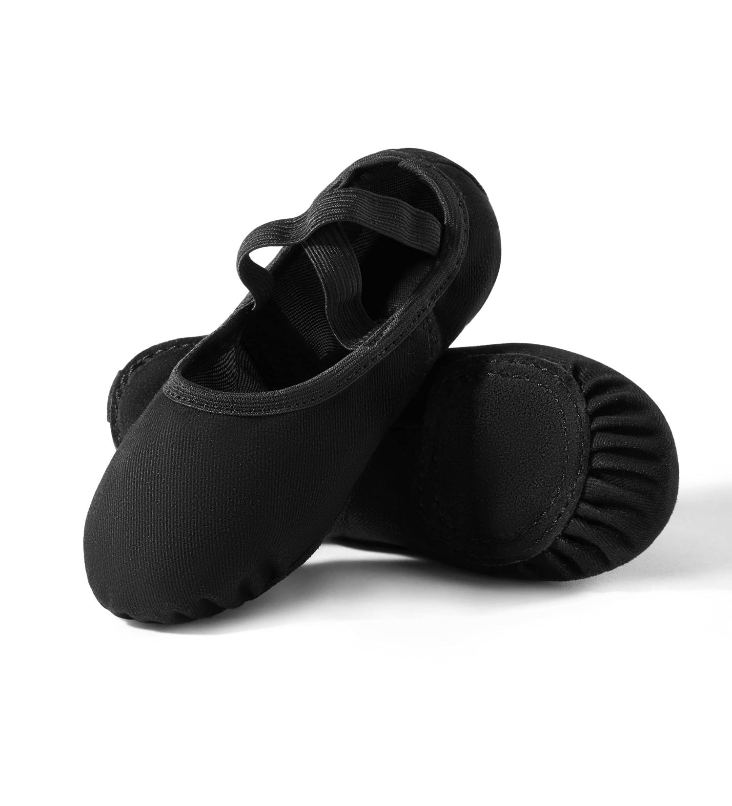 Stretch Canvas Ballet Slippers - Leather Split Sole Dance Shoes for Kids - Size 11.5 Little Kid Black - Buy Online on GoSupps.com