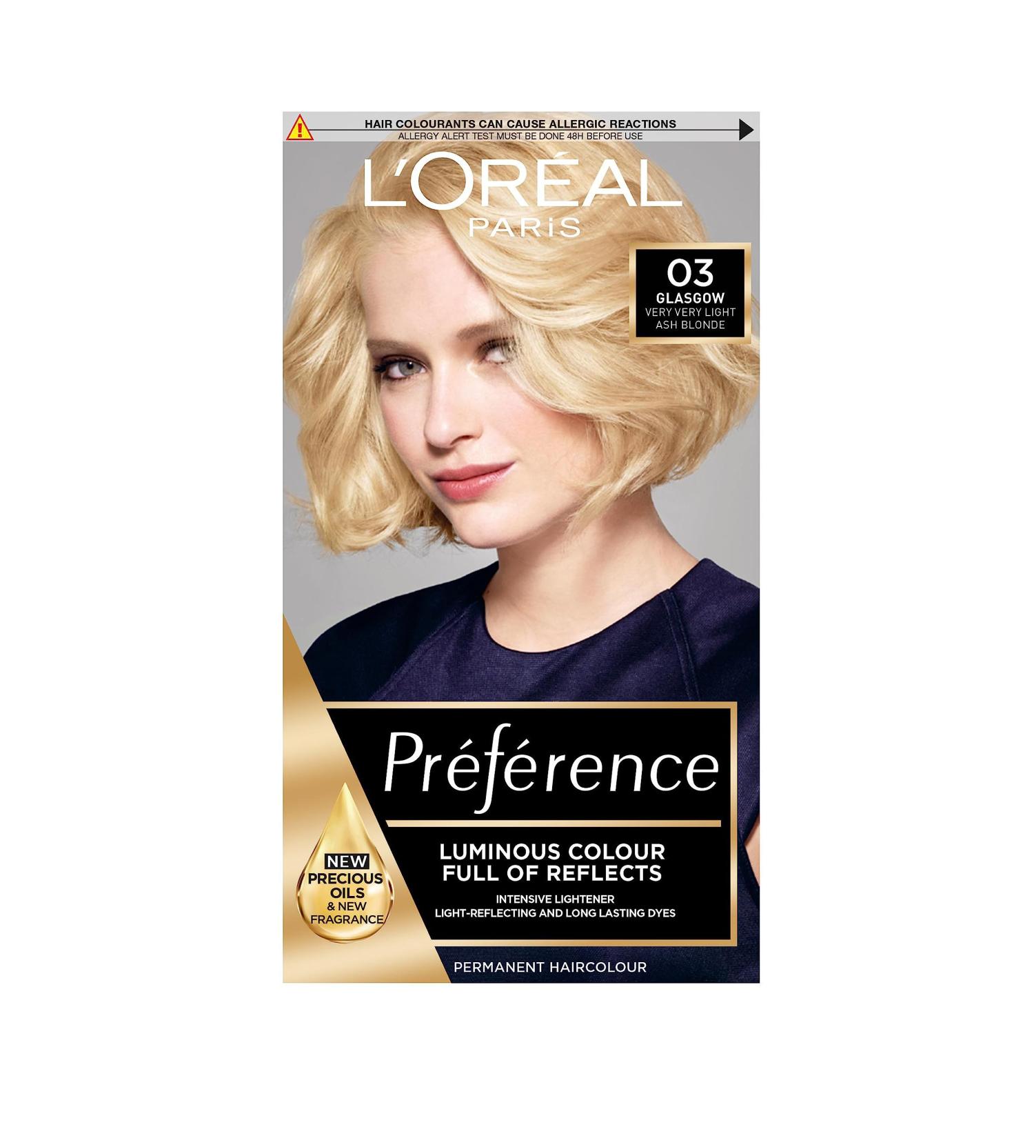 L'Or al Paris Luminous Colour 03 Lightest Ash Blonde Hair Dye - 100% Grey Coverage - Long-lasting Radiance - For All Hair Types - Preference 1 Application - Buy Online on GoSupps.com