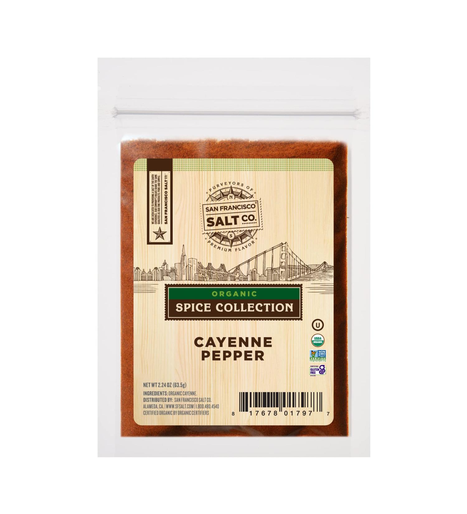 Organic Cayenne Pepper 2.24 oz Pouch - San Francisco Salt Co. Organic Spice Collection - Buy Online on GoSupps.com