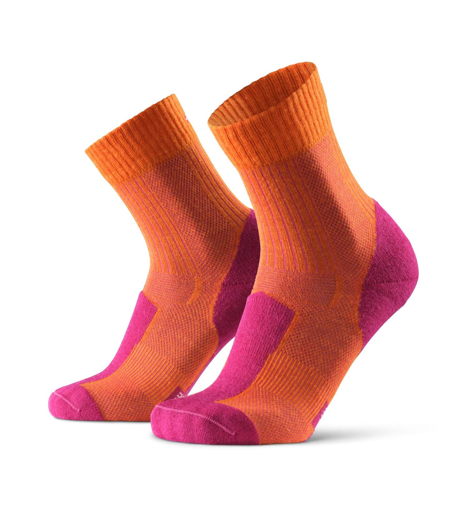 Danish Endurance Light Merino Hiking Socks | Padded Outdoor & Trekking Wool Socks for Men & Women (35-38) - Anti-Bubble Sweat-Resistant Orange/Fuchsia - Buy Online on GoSupps.com