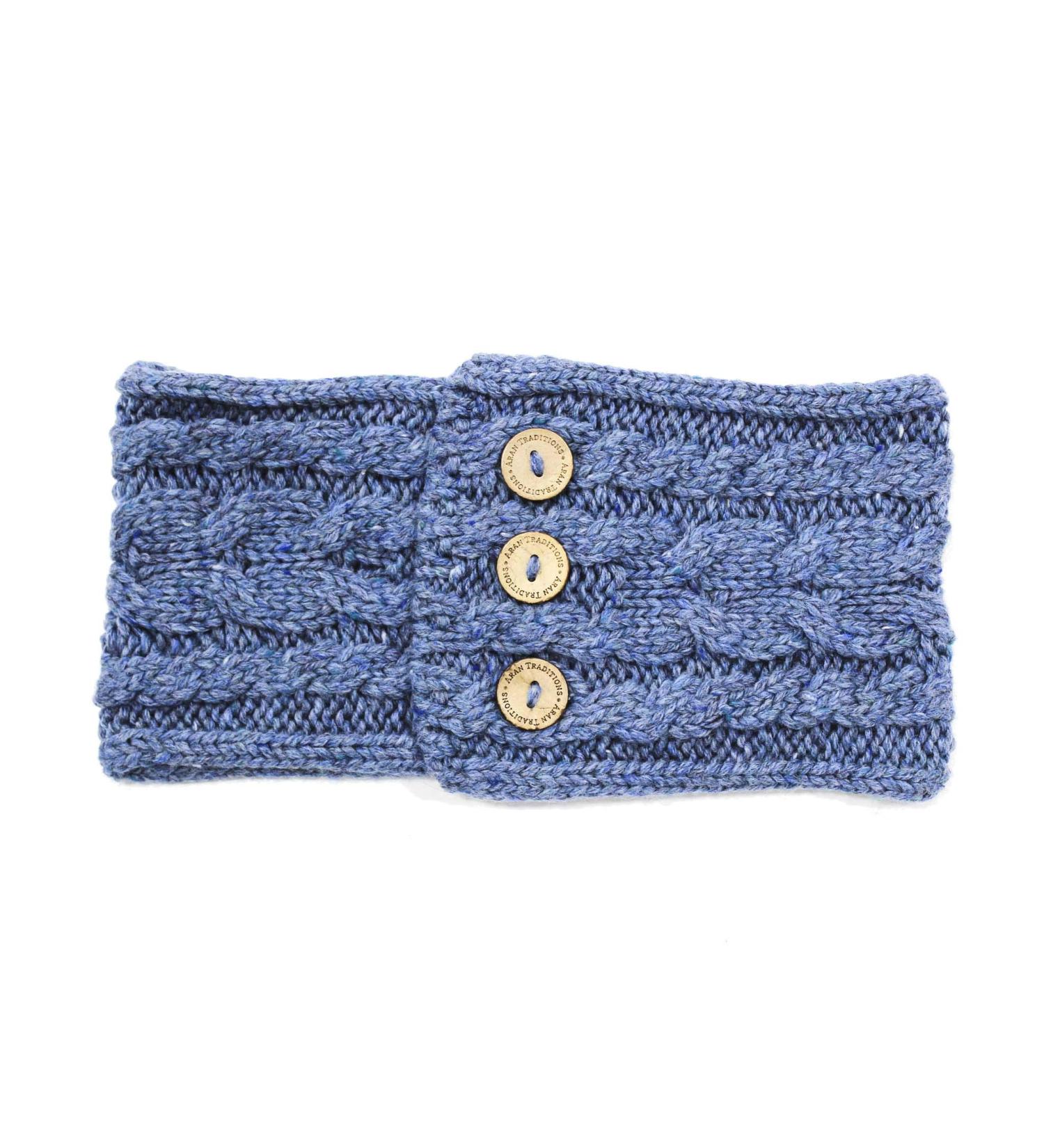 Aran Traditions Donegal Cable Knitted Style Button Headband (Denim) - Buy Online on GoSupps.com