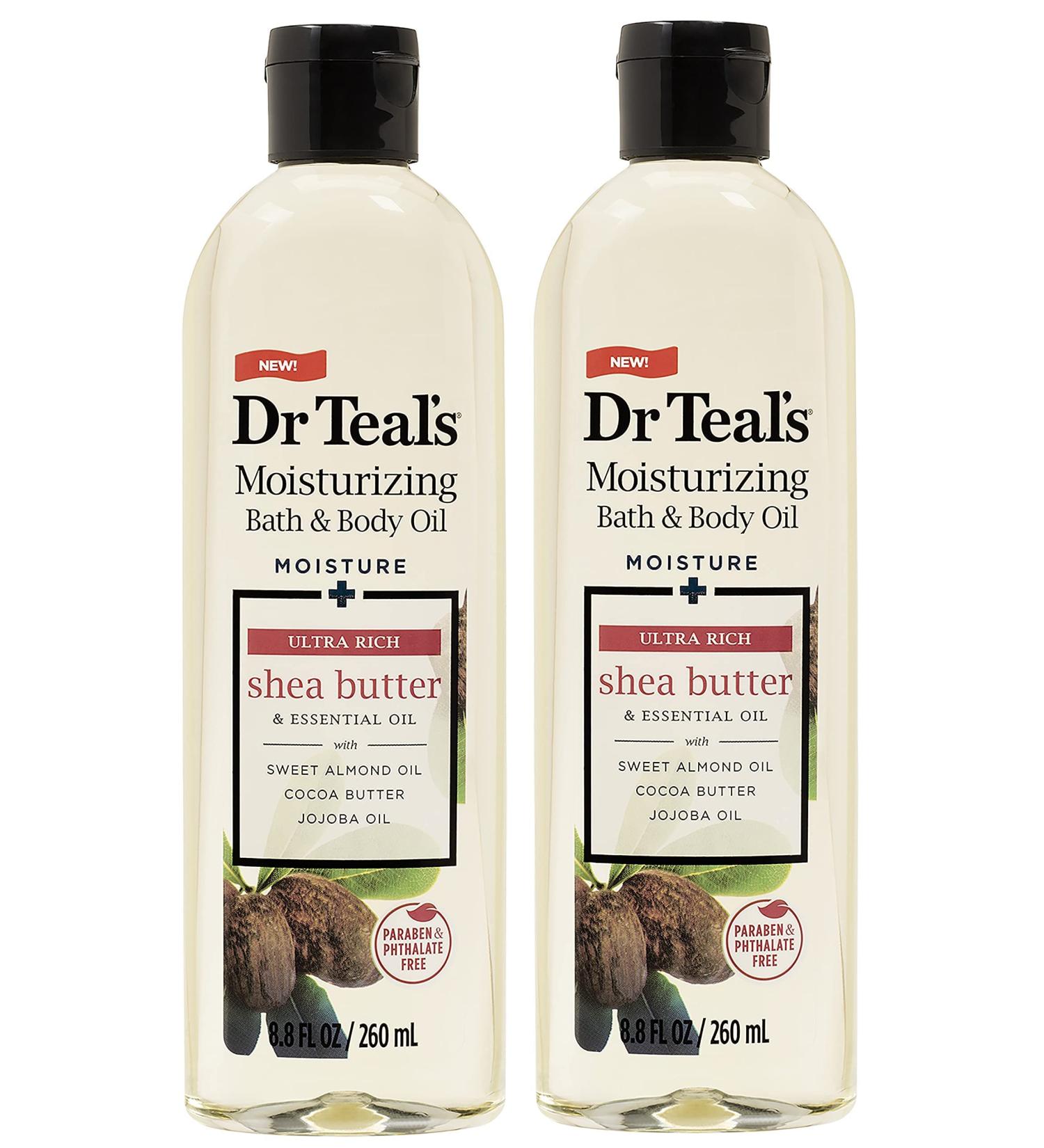 Dr. Teal's Moisturizing Bath & Body Oil 2-Pack - Shea Butter & Essential Oil Blend for Skin, Senses, Stress Relief - 17.6 Fl Oz Total - Buy Online on GoSupps.com