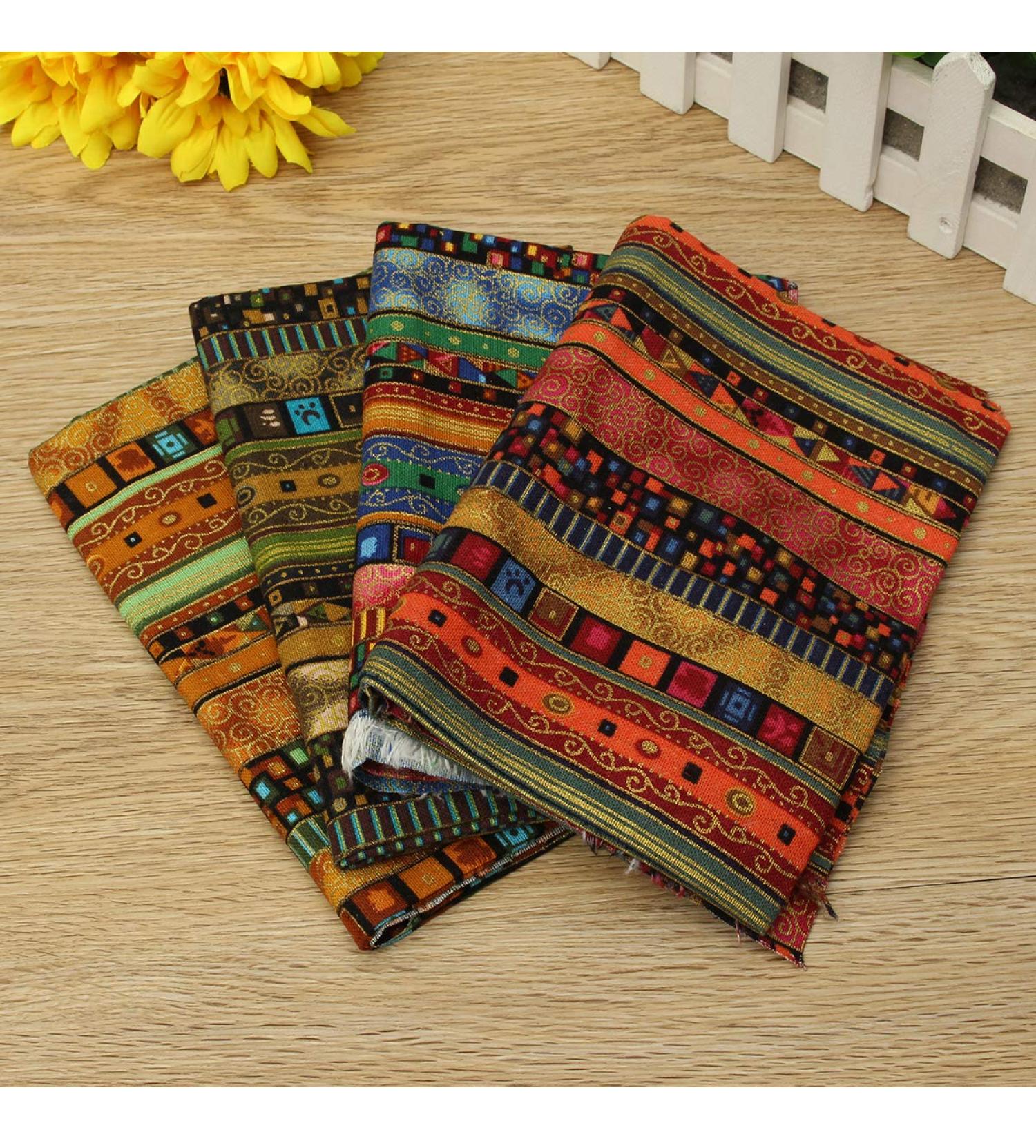 HAPYLY Pack of 4 Assorted Cotton and Hemp Pre-Cut Fat Quarters Quilt Fabric 50x70CM - Multicolor - Buy Online on GoSupps.com