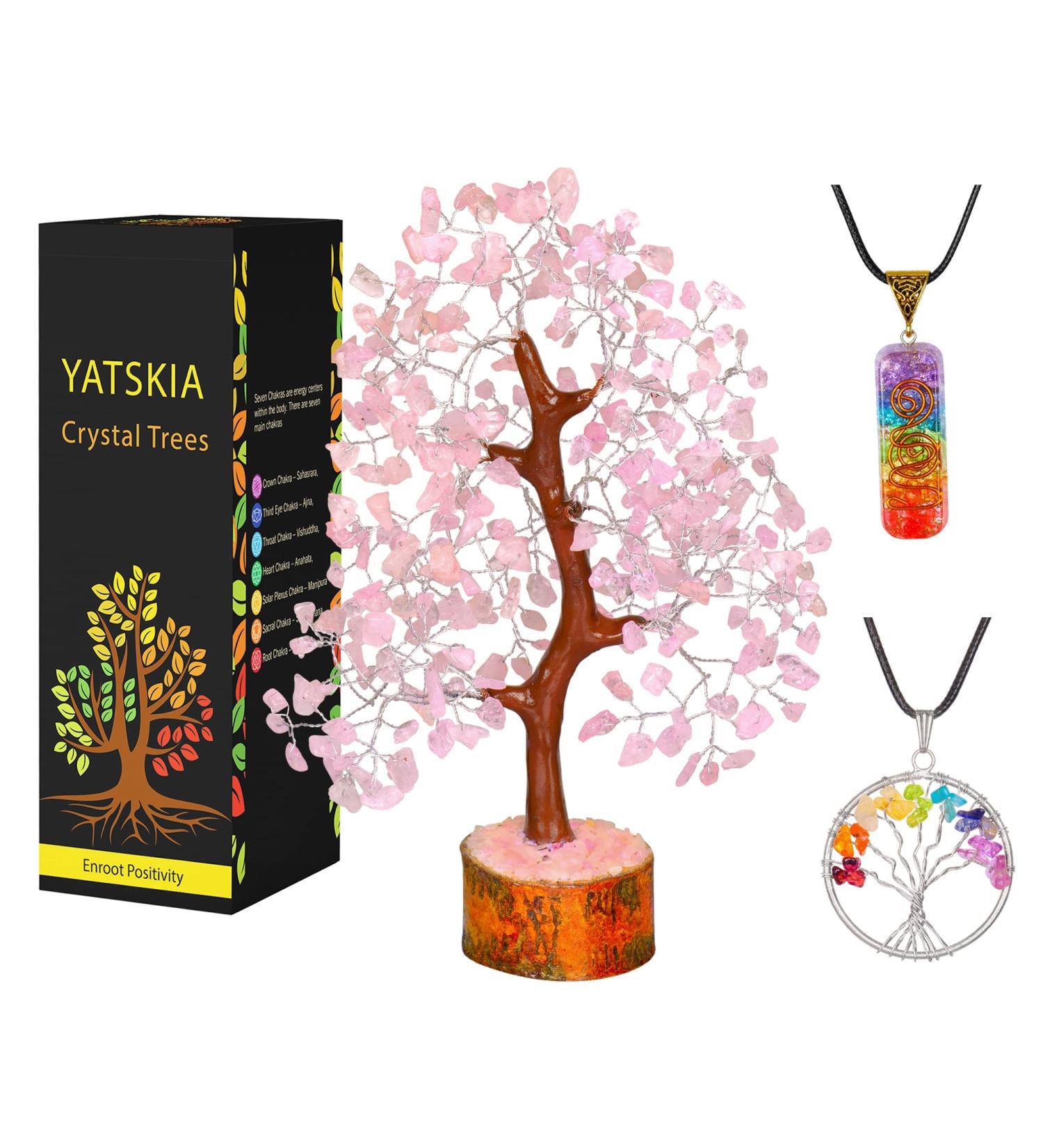 Rose Quartz Gemstone Crystal Tree - Healing Money Tree for Home Decor - Reiki Crystal & Spiritual Gift - Buy Online on GoSupps.com