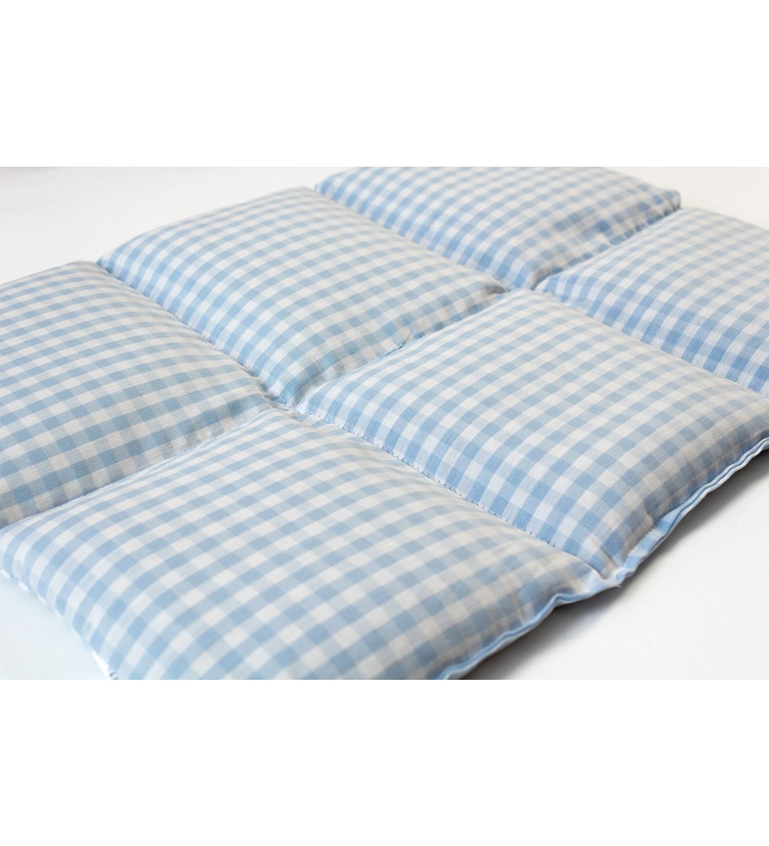 Organic Large Rapeseed Pillow - 6-Chamber Heat Cushion 40x30cm Light Blue-White - Ideal for Comfort & Relaxation - Buy Online on GoSupps.com