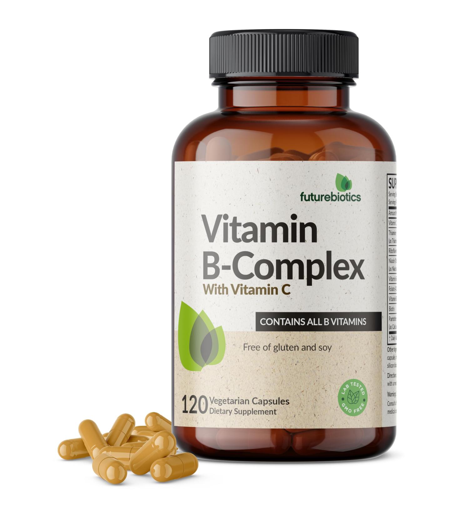 Futurebiotics Vitamin B Complex with Vitamin C Supports Energy Production Nervous System & Immune Support - Non-GMO 120 Vegetarian Capsules 120 Count (Pack of 1) - Buy Online on GoSupps.com