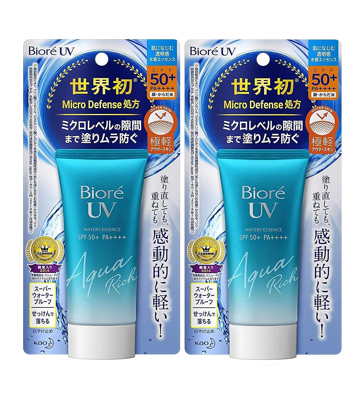Biore Sarasara UV Aqua Rich Watery Essence Sunscreen SPF50+ PA+++ - 50g (Pack of 2) | Best International Shipping - Buy Online on GoSupps.com