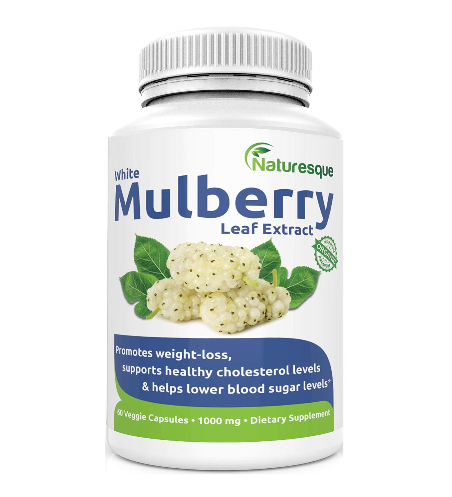 Naturesque White Mulberry Leaf Extract | Controls Appetite, Curbs Sugar & Carb Cravings | Lower Blood Sugar | Zuccarin Diet Weight Loss | 1000mg 60 Vegan Capsules - Buy Online on GoSupps.com