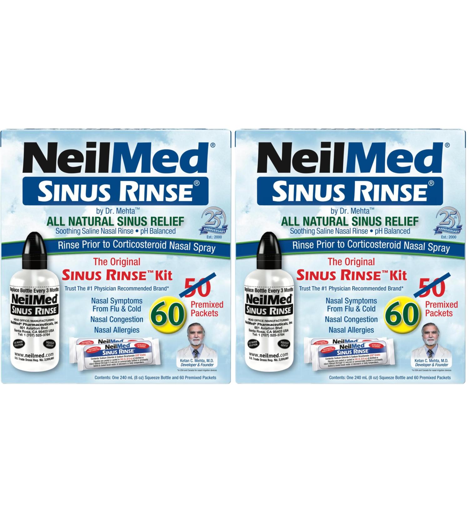 NeilMed Sinus Rinse - A Complete Sinus Nasal Rinse Kit 50 Count (Pack of 2) - Buy Online on GoSupps.com