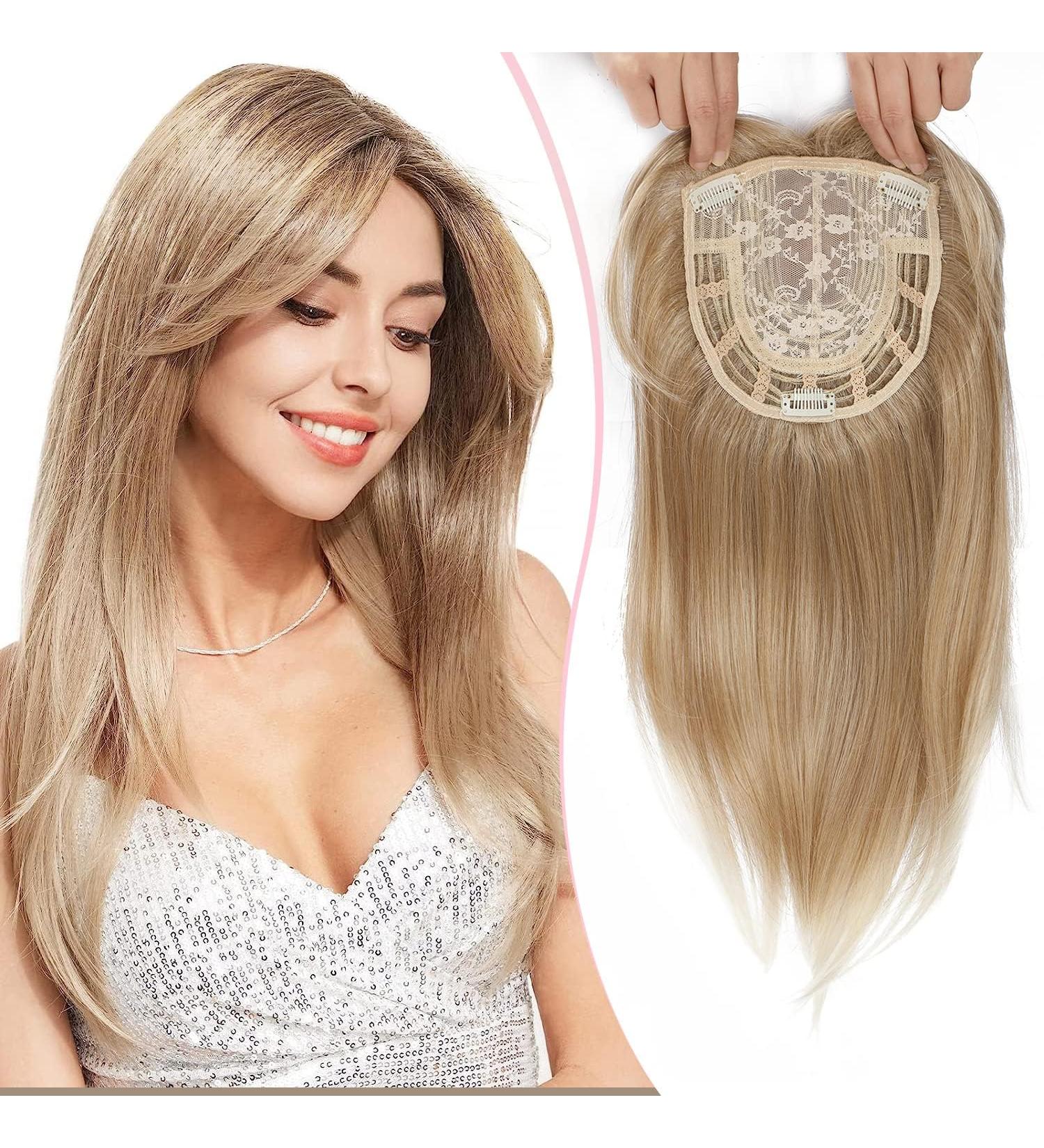 18 inch Hair Topper for Thinning Hair | Women's Hair Pieces for Extra Volume | Natural Straight Blend Blonde | Super Soft Feel | 6.5x6.5 Inch - Buy Online on GoSupps.com