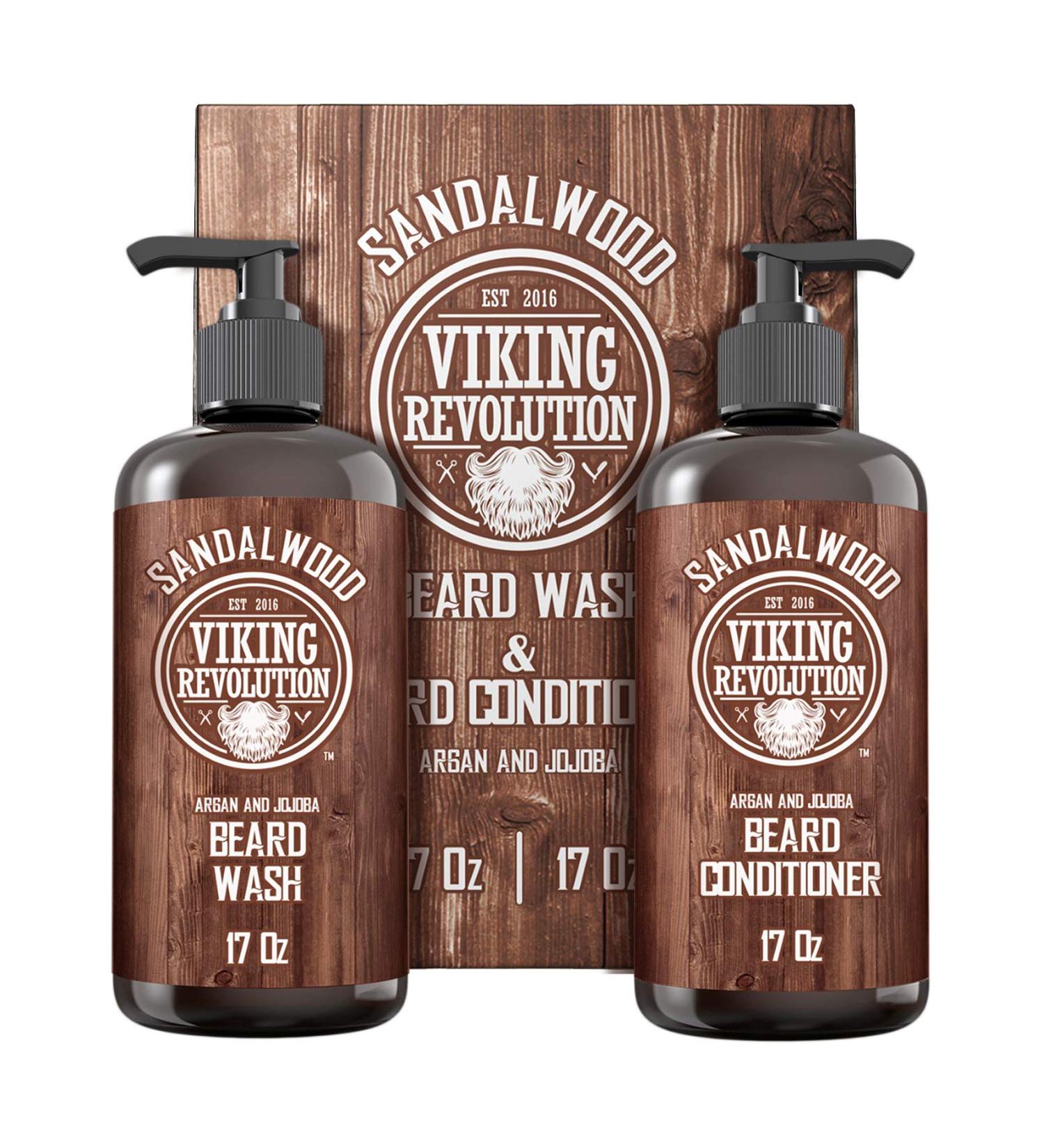 Beard Wash & Conditioner Set - 17 oz (Pack of 2) - Argan & Jojoba Oils - Softens & Strengthens - Natural Sandalwood Scent - Beard Shampoo w/ Oil - Buy Online on GoSupps.com