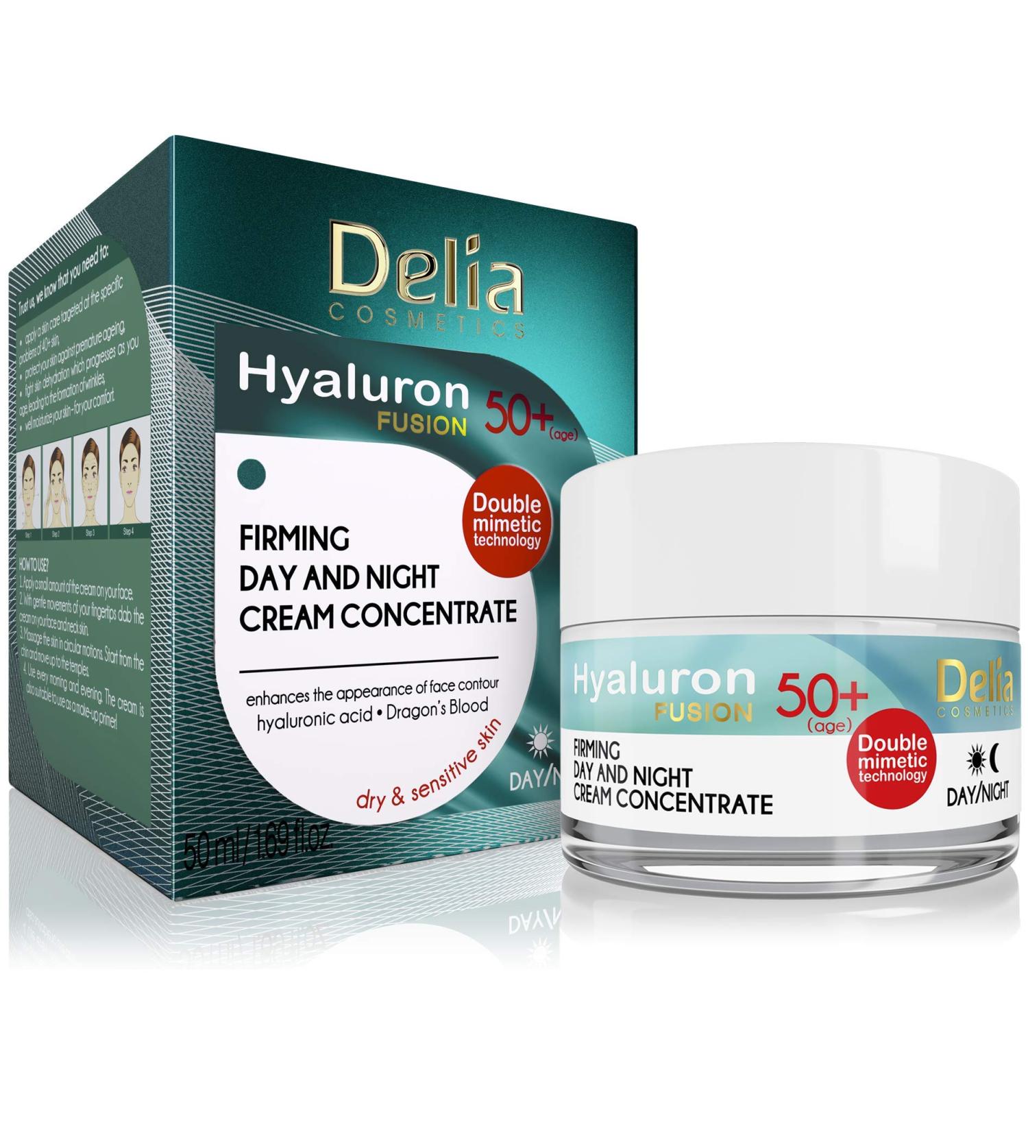 HYALURON FUSION by Delia - 50+ Anti-Wrinkle - Firming Concentrate Day and Night Cream - 50ml