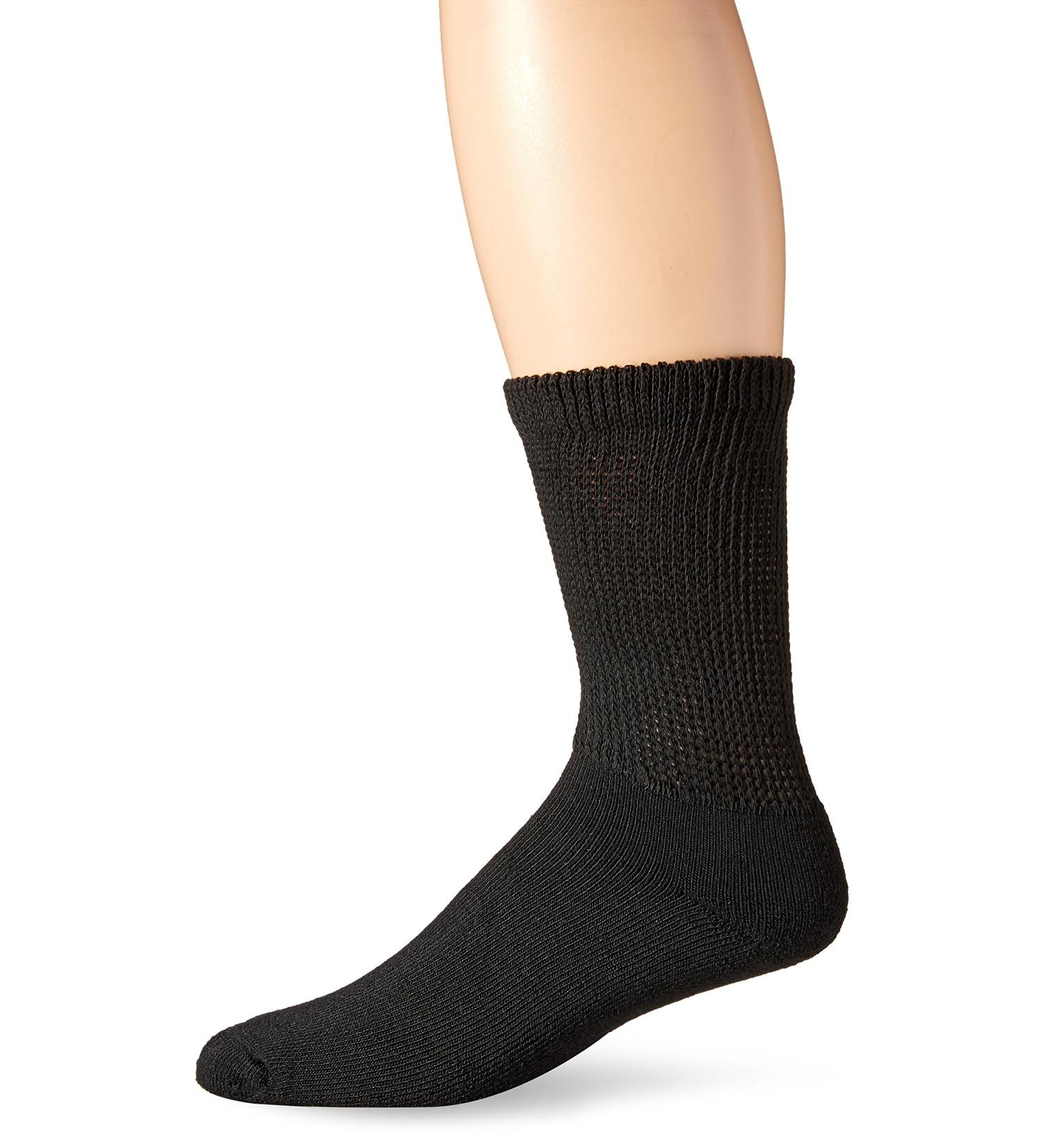 Dr. Scholl's Men's 1 Pack Non-Binding Diabetes and Circulatory Crew Socks Shoe Size: 10.5-12 (Men's) / 8-12 (Women's) Black