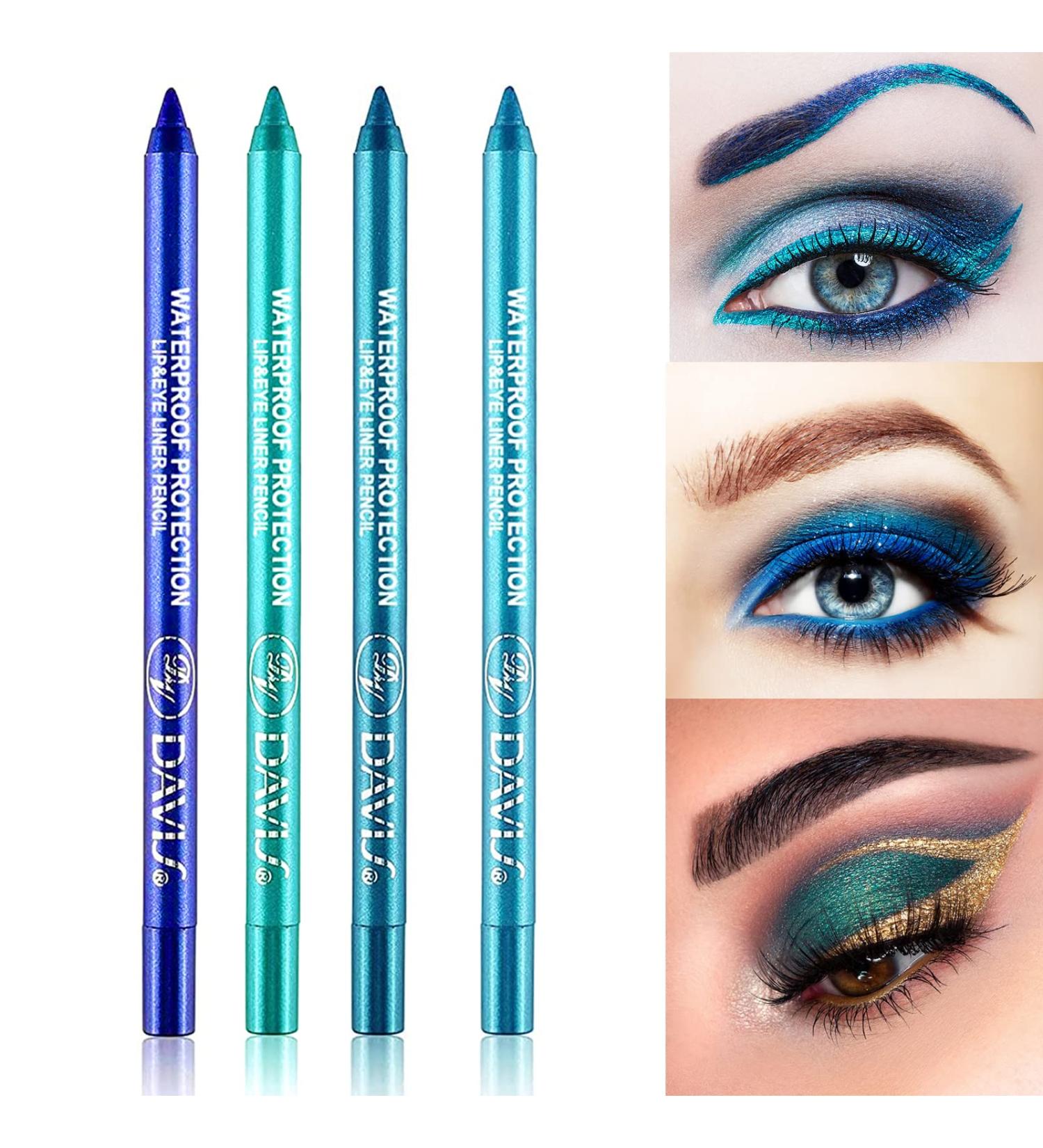 4 Pcs Waterproof Blue Eyeliner Pencil Set | Glitter Metallic & Matte Eyeliner Pen | Long-Lasting Eye Makeup for Women - Buy Online on GoSupps.com