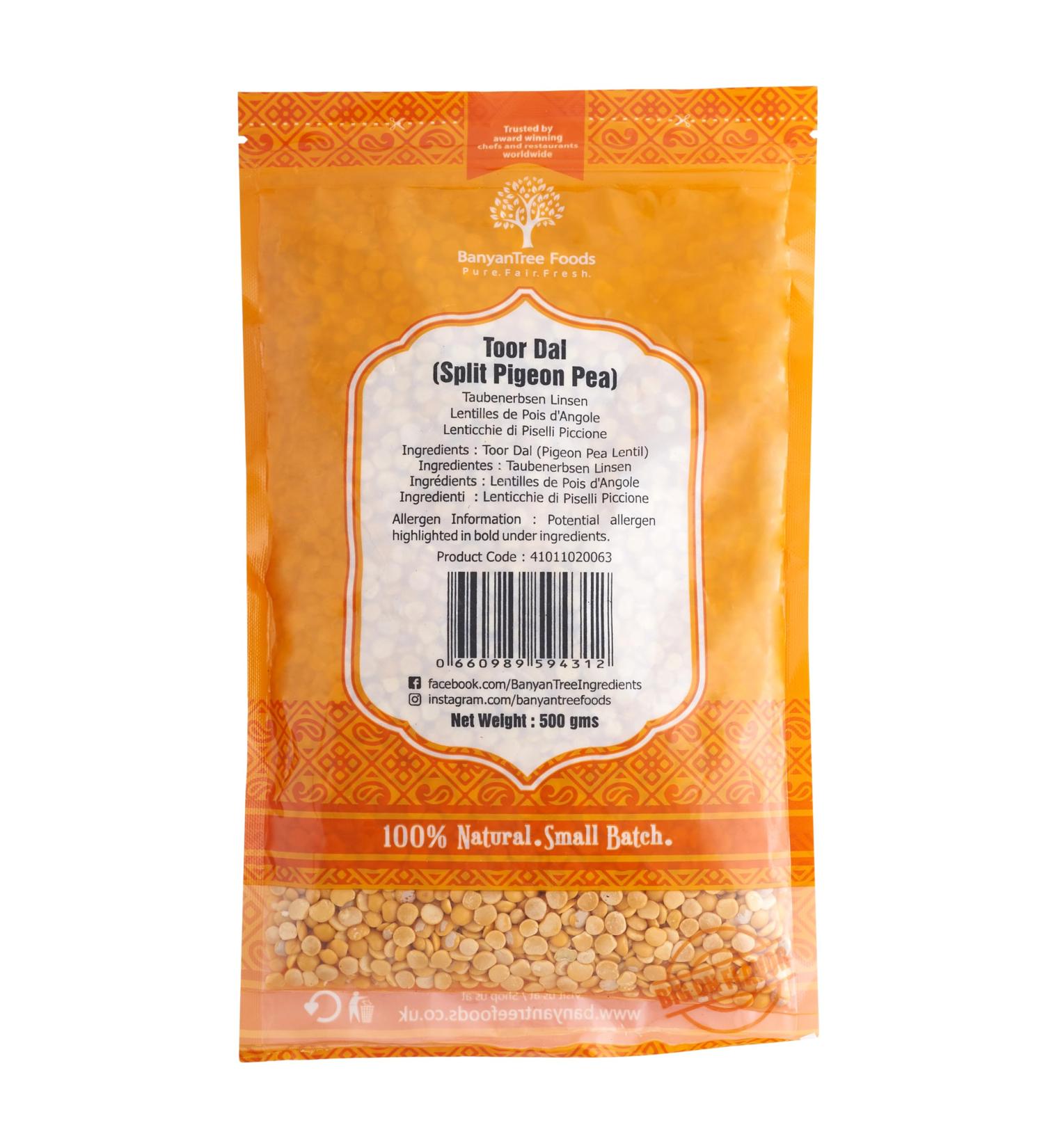 BanyanTree Foods Toor Dal -unpolished lentils 500g