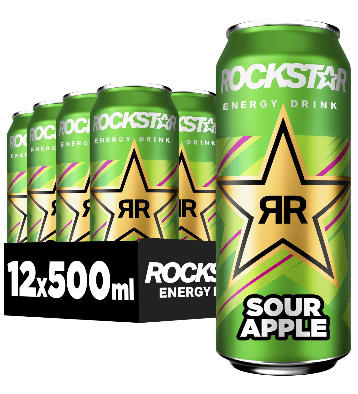 Buy Rockstar Energy Drink Sour Apple - 12 x 500ml | Refreshing Caffeinated Energy Kick - International Shipping Available - Buy Online on GoSupps.com