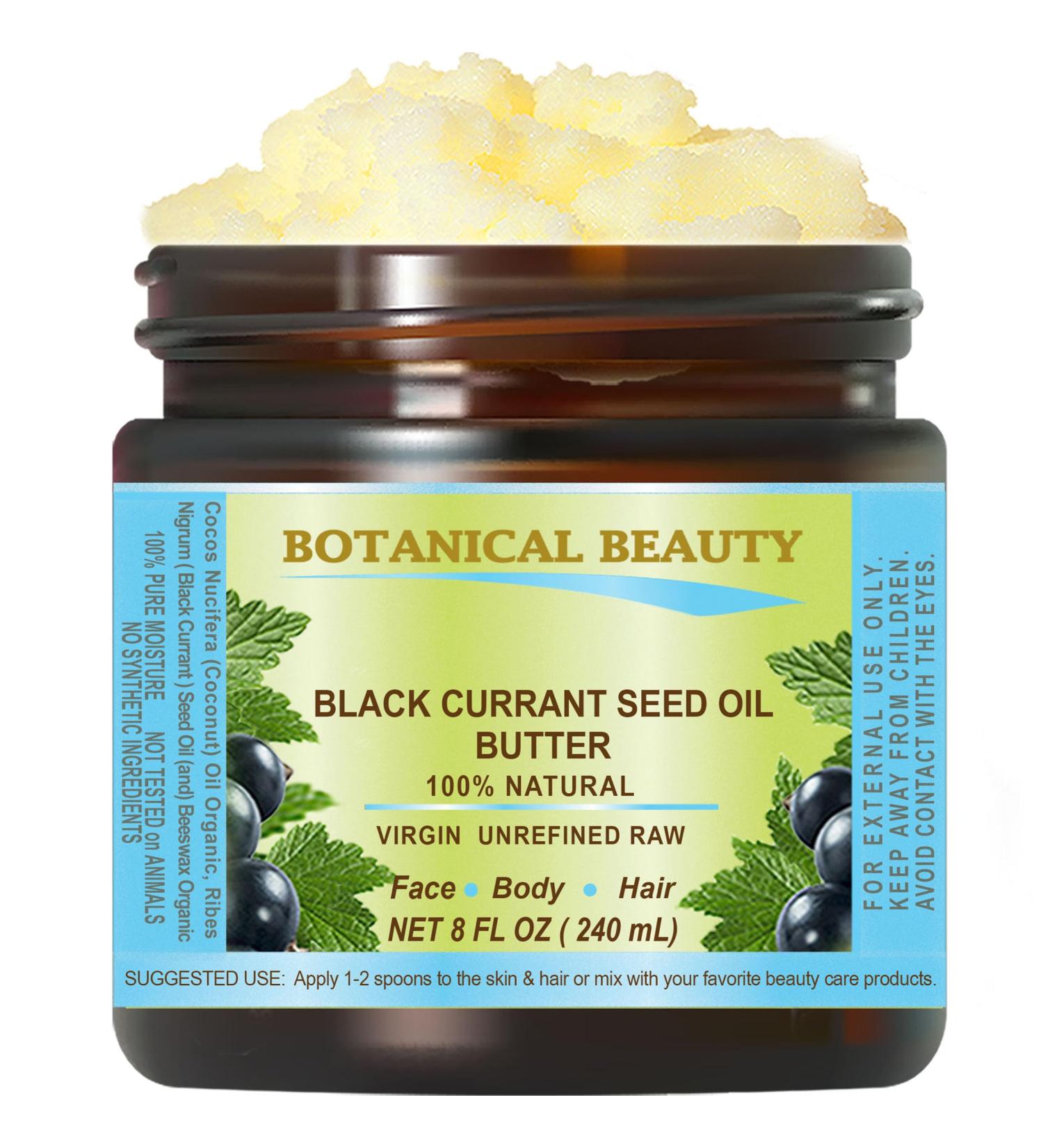 Botanical Beauty BLACK CURRANT SEED OIL BUTTER 100% Pure Natural VIRGIN UNREFINED Cold-Pressed for Face Skin Body Hair Lip Nails. Rich in Gamma-Linolenic Acid Vitamin E (8 Fl Oz) - Buy Online on GoSupps.com