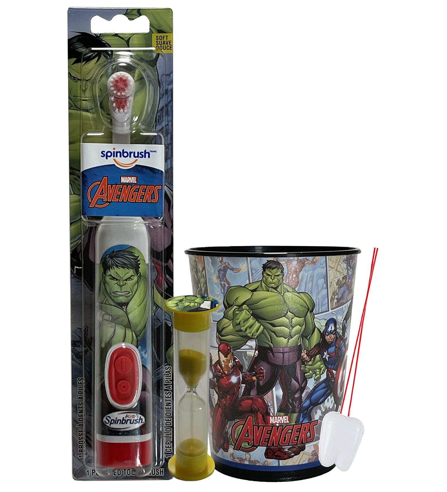 Marvel Avengers 3pc Oral Hygiene Bundle: Turbo Powered Toothbrush, Brushing Timer, Mouthwash Rinse Cup - Hulk Edition - Buy Online on GoSupps.com