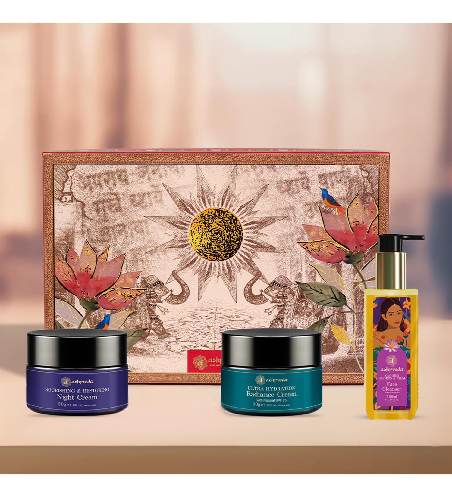 Ashpveda Luxury Ayurvedic Face Care Wedding Gift Box Set for Women and Men | Beauty & Skin Care Gifting Kit with Face Wash Night Cream and Day Cream (Gift Box 1) - Buy Online on GoSupps.com