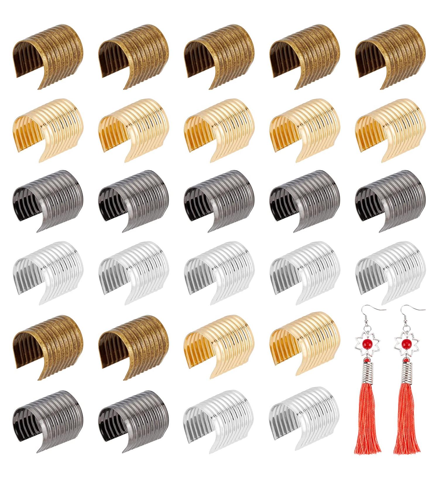 PandaHall 200pcs Metal Clip End Caps for Jewelry Making - 4 Colors Leather Rope Fasteners for Bracelets, Necklaces, and DIY Crafts - Buy Online on GoSupps.com