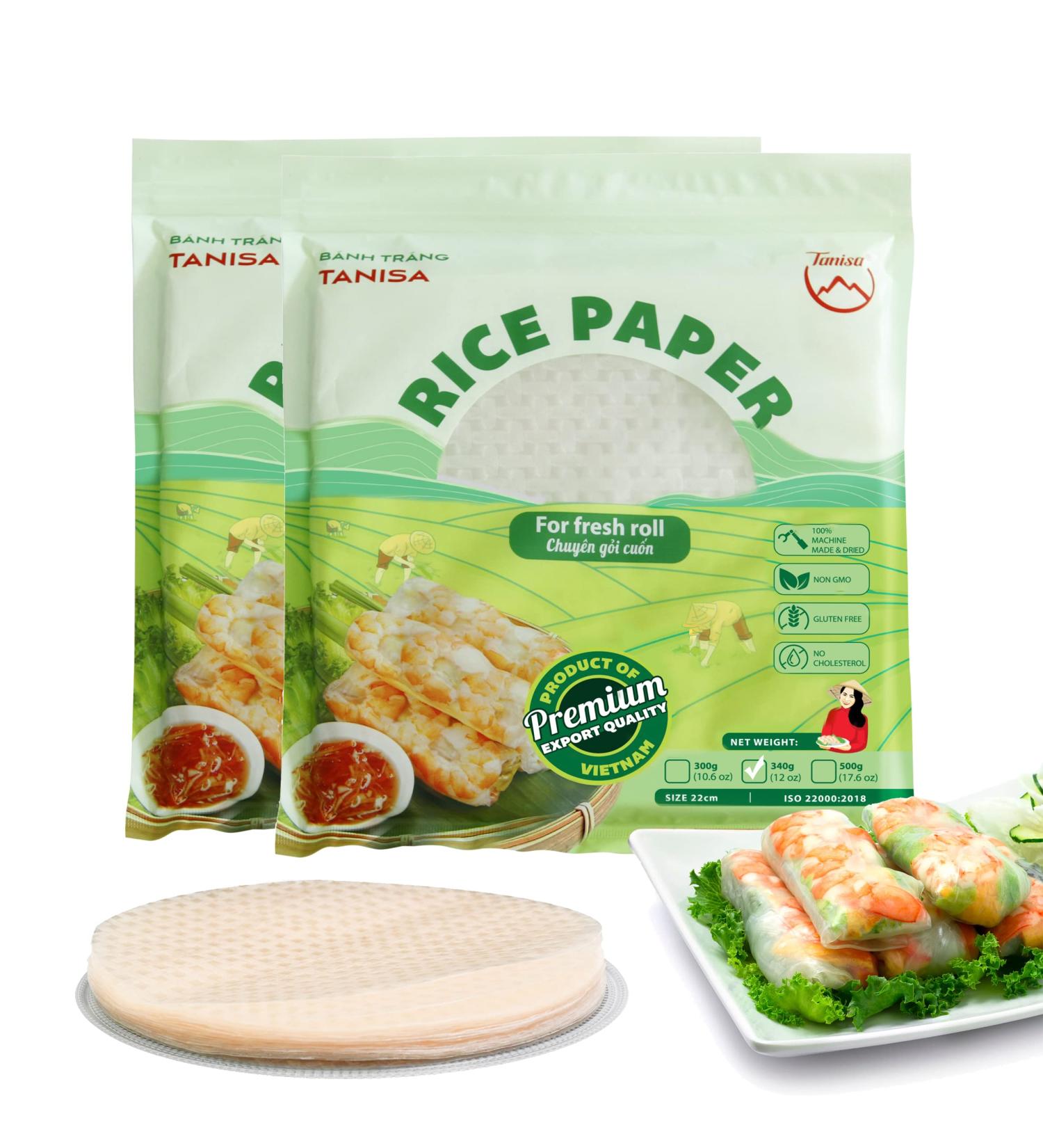 TANISA Rice Paper Wrappers for Spring Rolls - Gluten Free Traditional Vietnamese Rice Paper - 8.7 inch, 2 Packs (24 oz) - Fresh Roll Wrappers - Buy Online on GoSupps.com