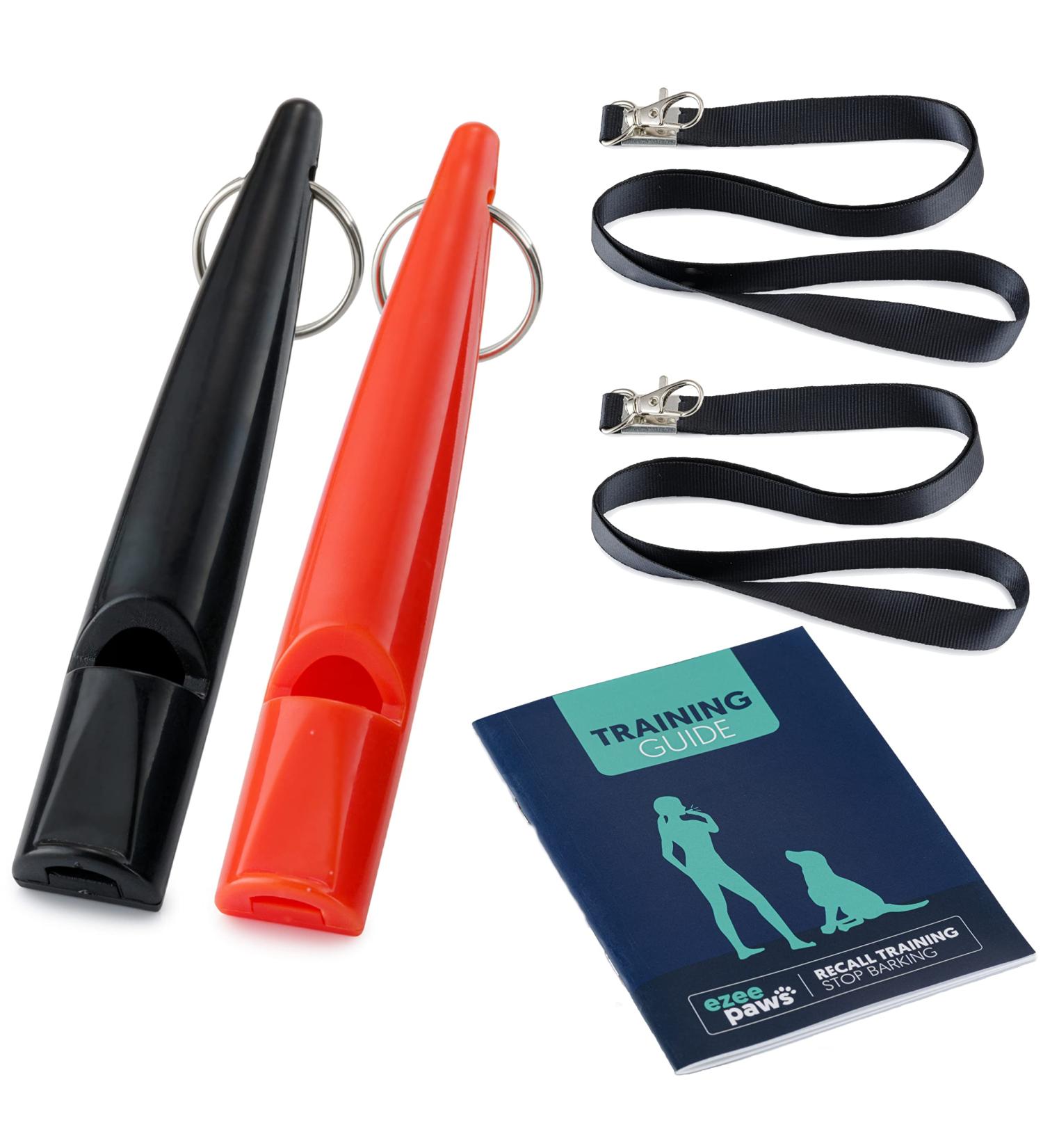 Ezee Paws 2 Pack of Dog Whistles for Recall with Lanyards and Dog Training Guide to Stop Dog Barking Dog Training Whistle - Buy Online on GoSupps.com