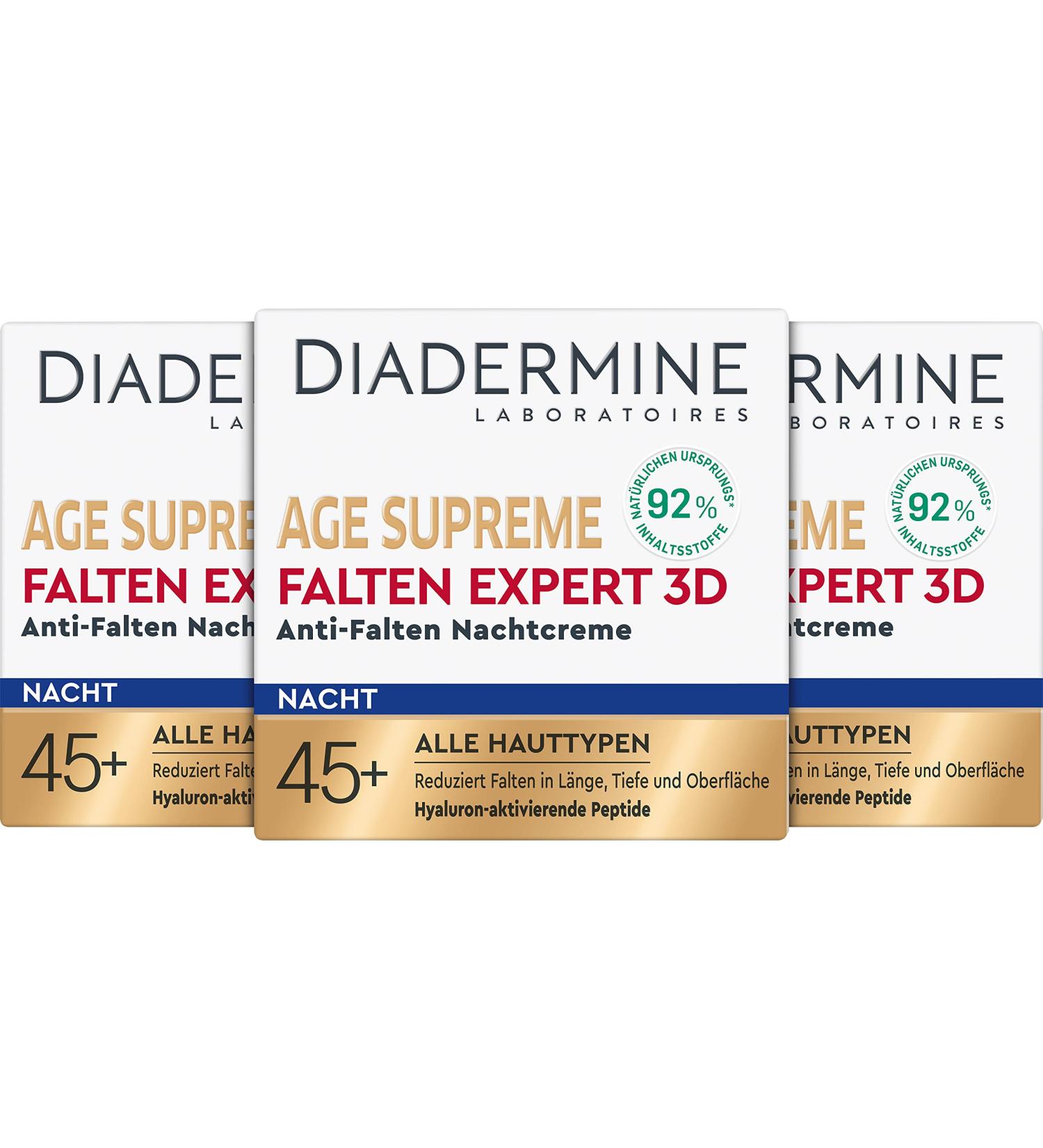  Diadermine DIADERMINE Age Supreme 3D Anti-Wrinkle Night Cream with Hyaluronic Acid Activating Peptides (3 x 50 ml) - Buy Online on GoSupps.com