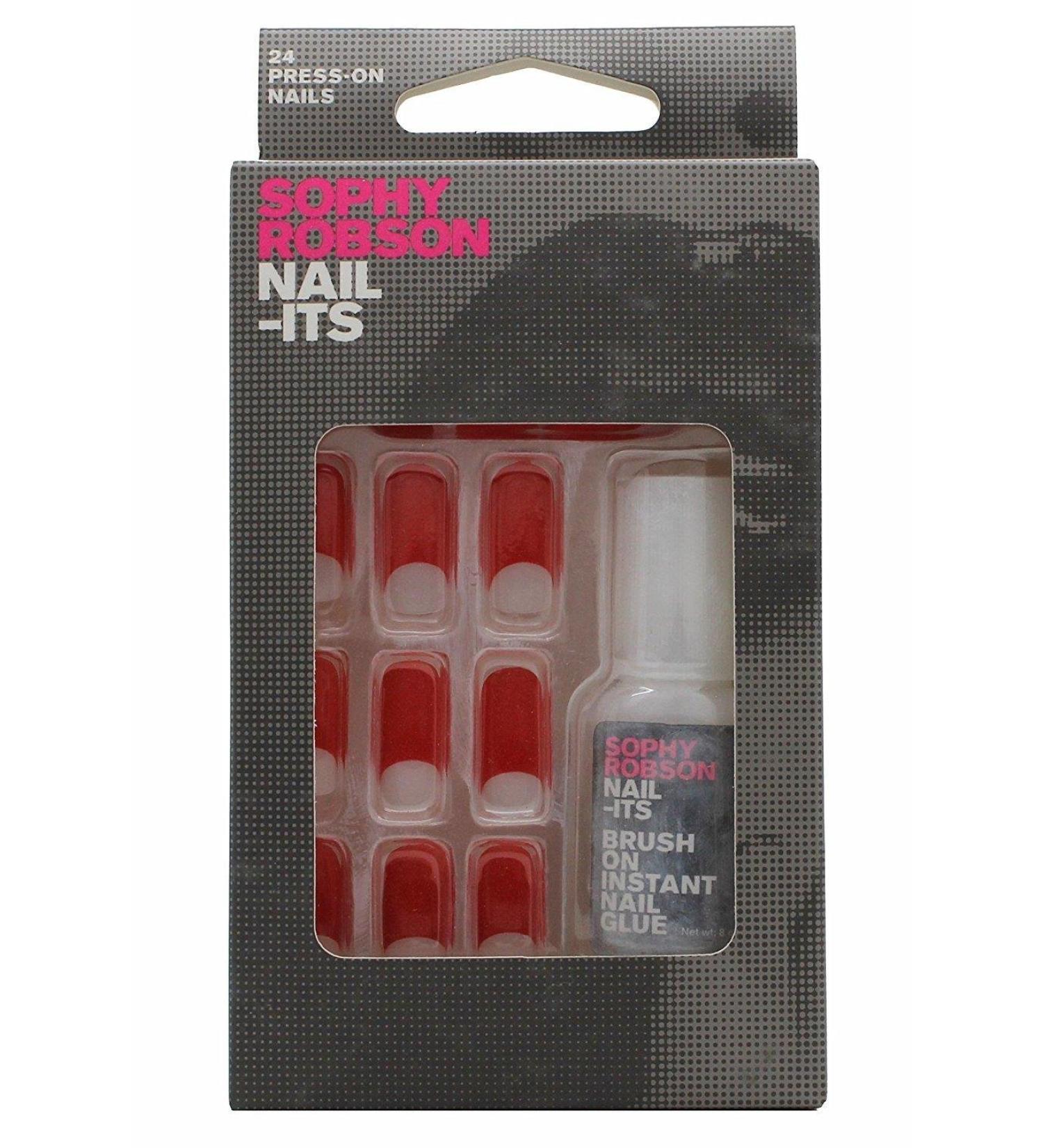 Sophy Robson Nail-Its False Nails Red Half Moon 24 Press-On Nail
