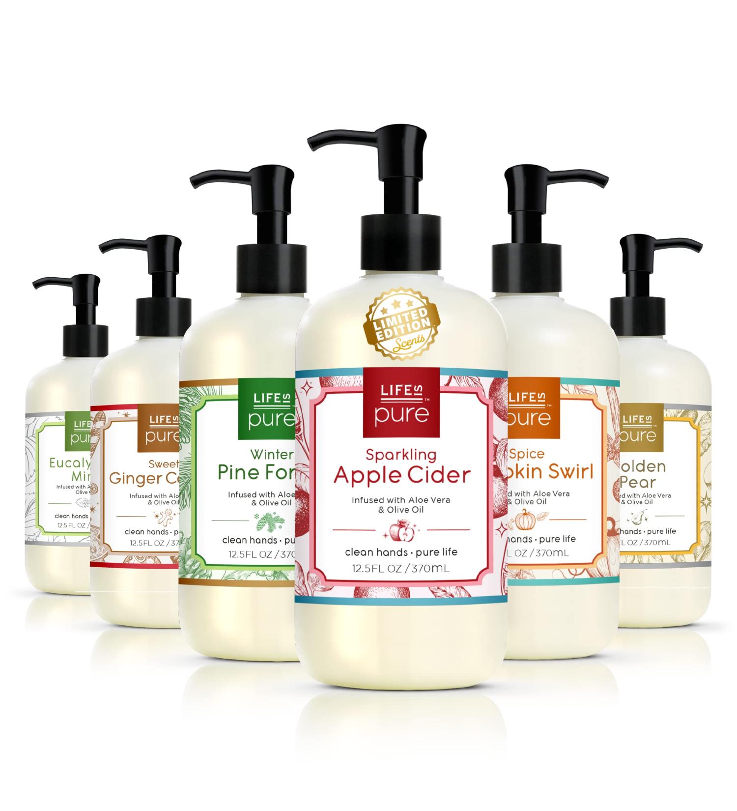 Life Is Pure Liquid Hand Soap Seasonal Scents Variety Pack - 12.5 fl oz (Pack of 6) | Natural & Sustainable - Buy Online on GoSupps.com