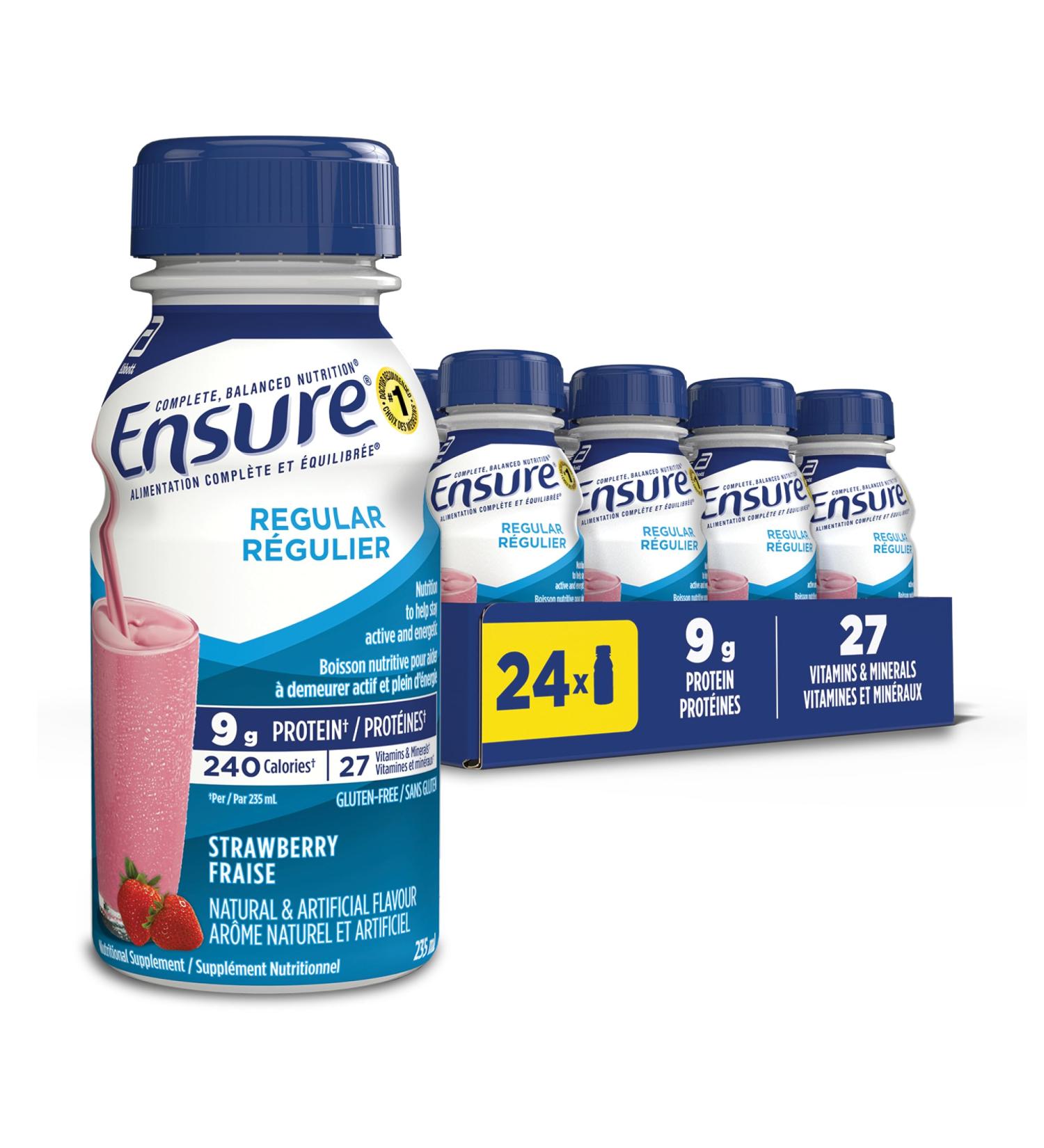 Ensure Regular Nutritional Supplement Shake Value Pack Nutrition To Stay Active And Energetic Strawberry 24 x 235-mL Bottles - Buy Online on GoSupps.com