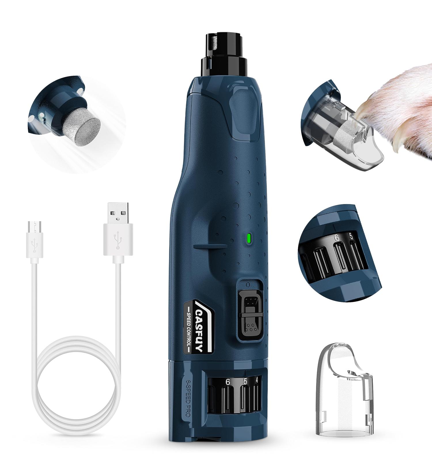 Casfuy Dog Nail Grinder Quiet - 6-Speed Pet Nail Grinder with 2 LED Lights - Buy Online on GoSupps.com