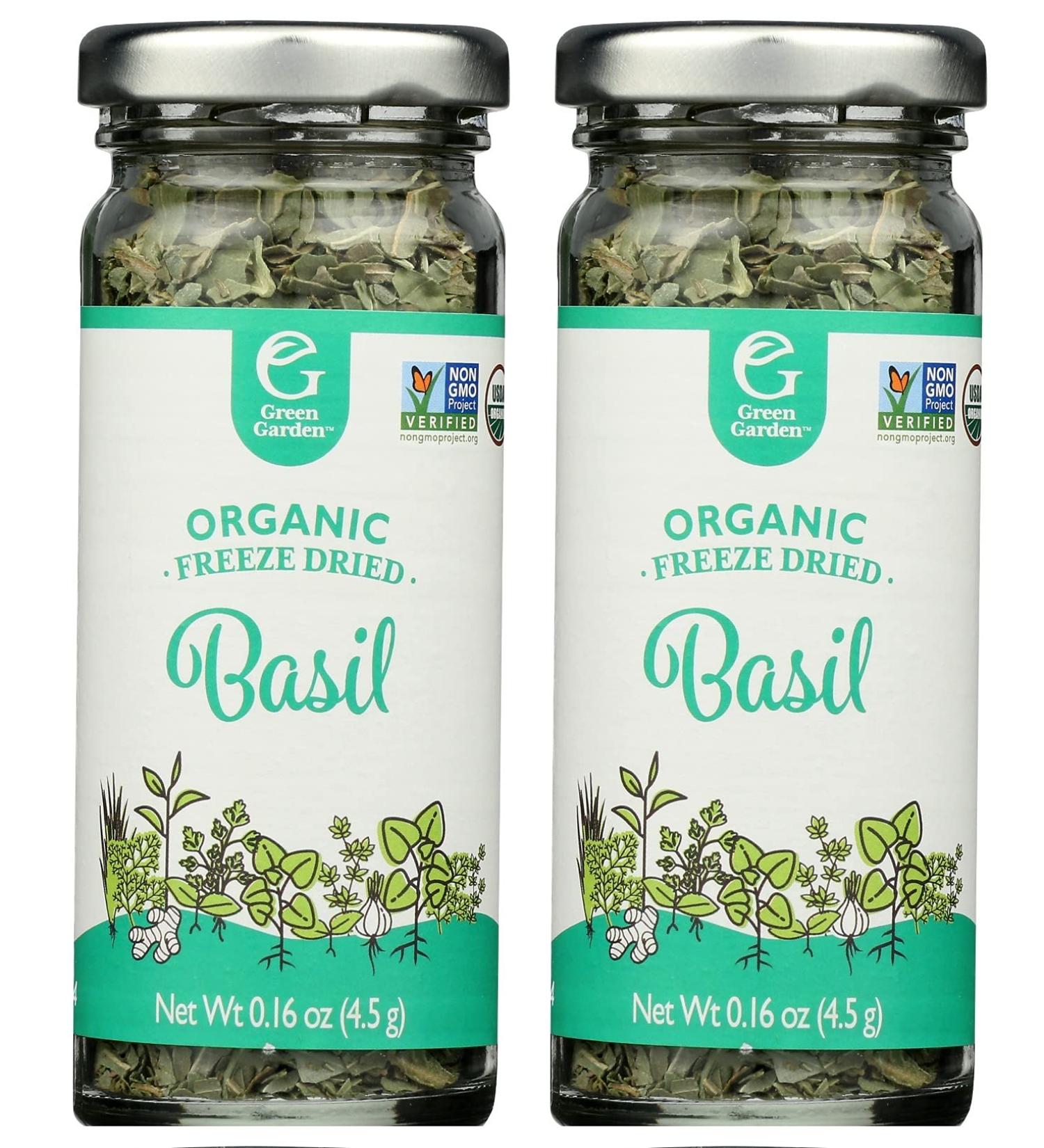 Organic Basil 0.16 oz - Green Garden Freeze-Dried 2-Pack - Buy Online on GoSupps.com
