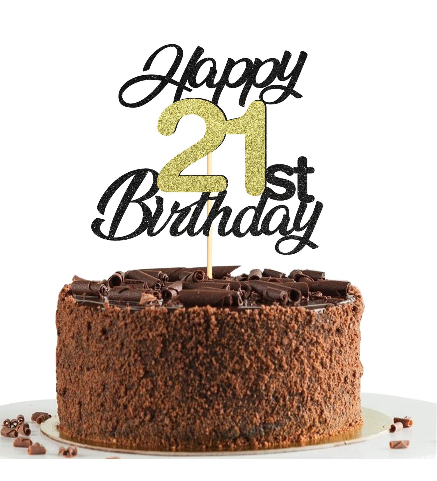 Shop Sumerk 21 Cake Attachments Gold & Black Birthday Party Decor for 21st Celebration - Buy Online on GoSupps.com