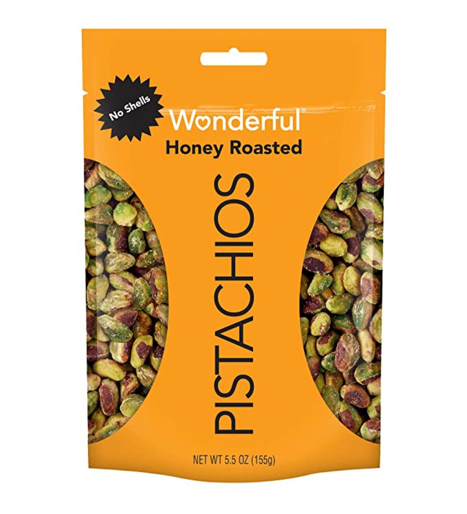 Wonderful Pistachios No Shells Honey Roasted - 5.5oz Resealable Pouch - Buy Online on GoSupps.com