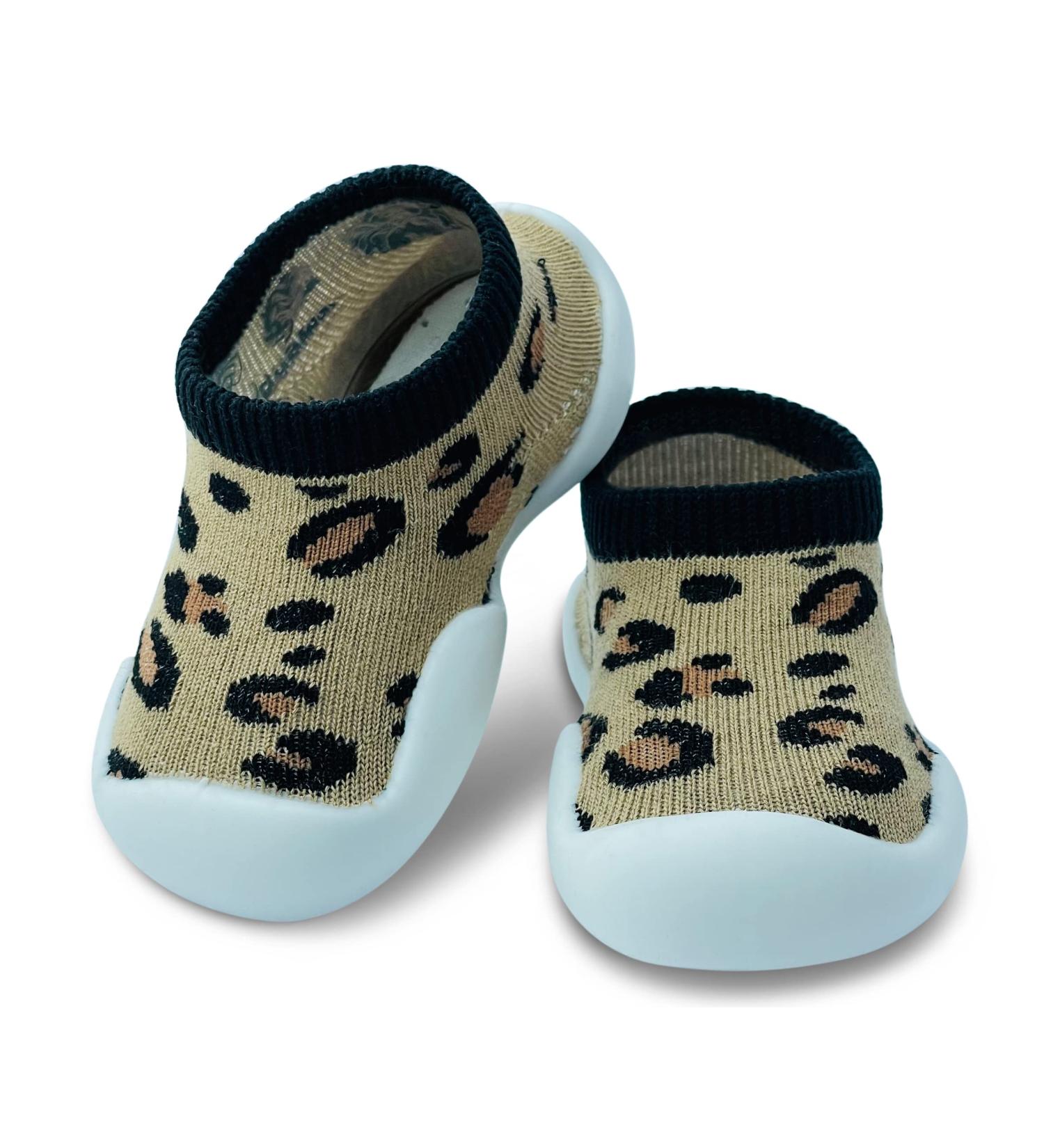 Dookeh Baby Shoes 18-24 Months - Soft Sole First Walking Sneakers for Boys and Girls | Infant Toddler Sock Shoes Leopard Dark - Buy Online on GoSupps.com