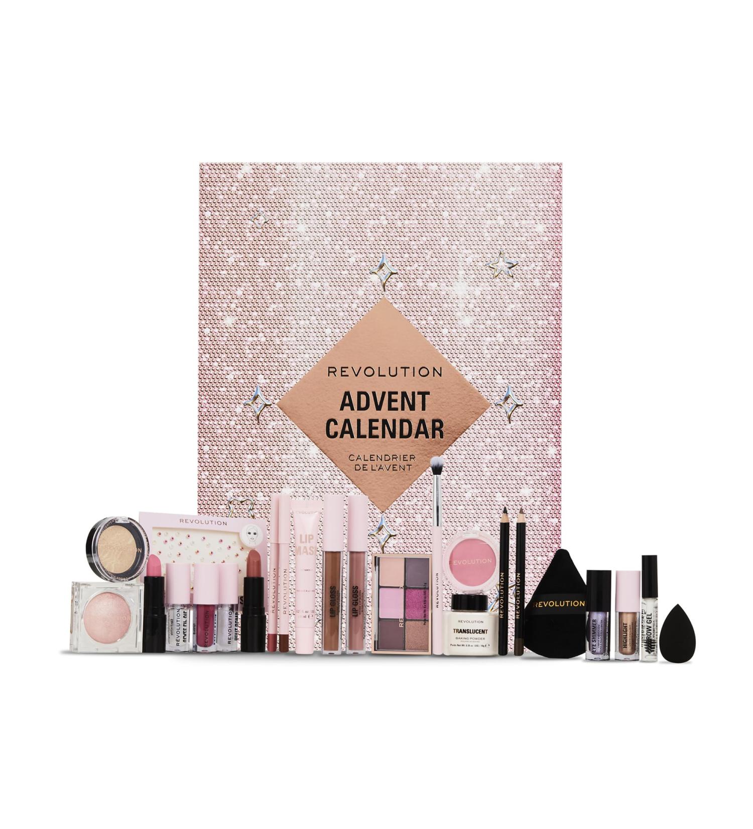 Revolution Beauty 24-Piece Holiday Advent Calendar - Vegan Makeup Gift Set with Lip Gloss Lip Masks Brushes & Brow Gel - Perfect for International Shipping - Buy Online on GoSupps.com