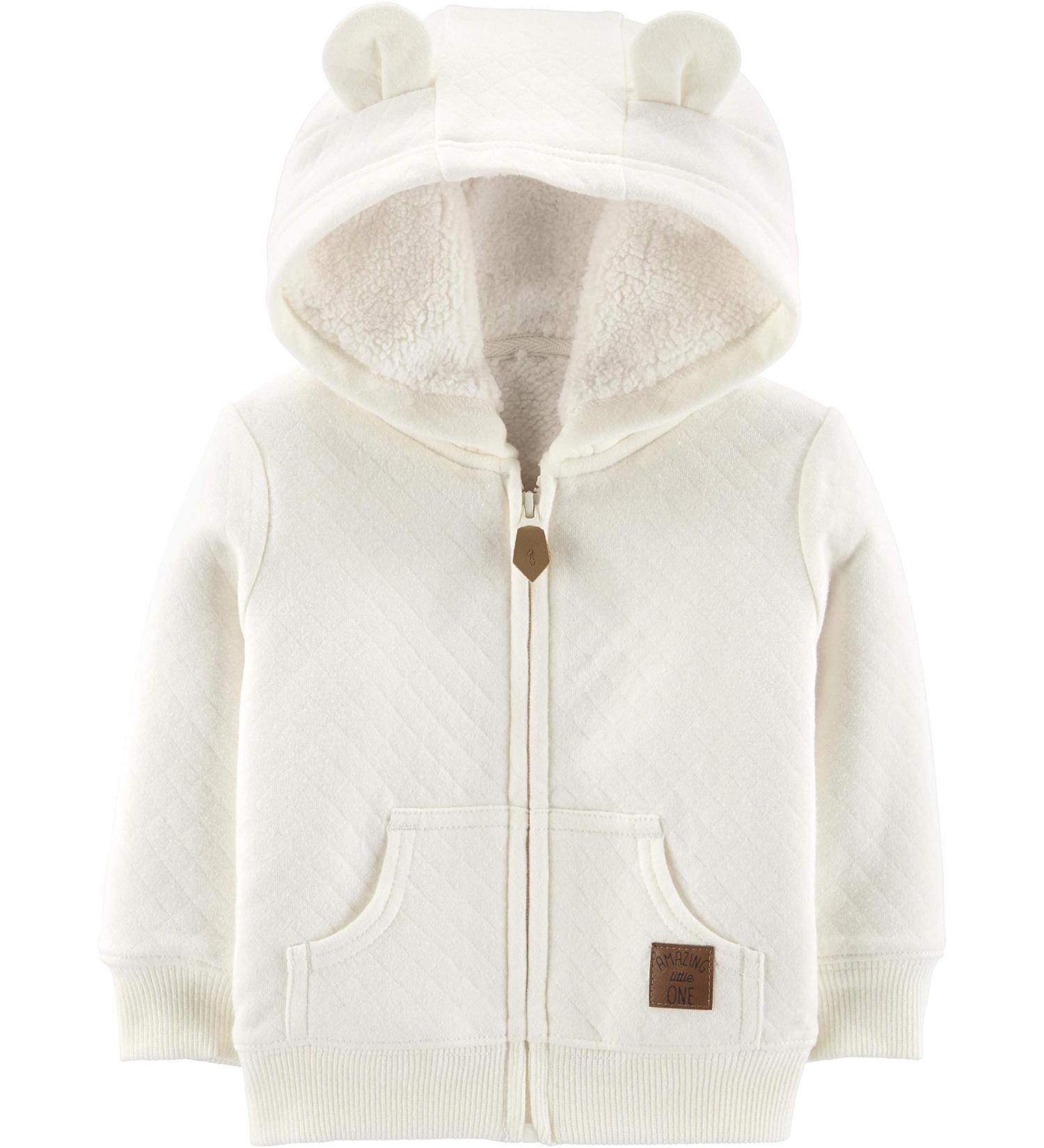 Simple Joys by Carter's Baby Hooded Sweater Jacket with Sherpa Lining - 0 Months, Oatmeal - Buy Online on GoSupps.com