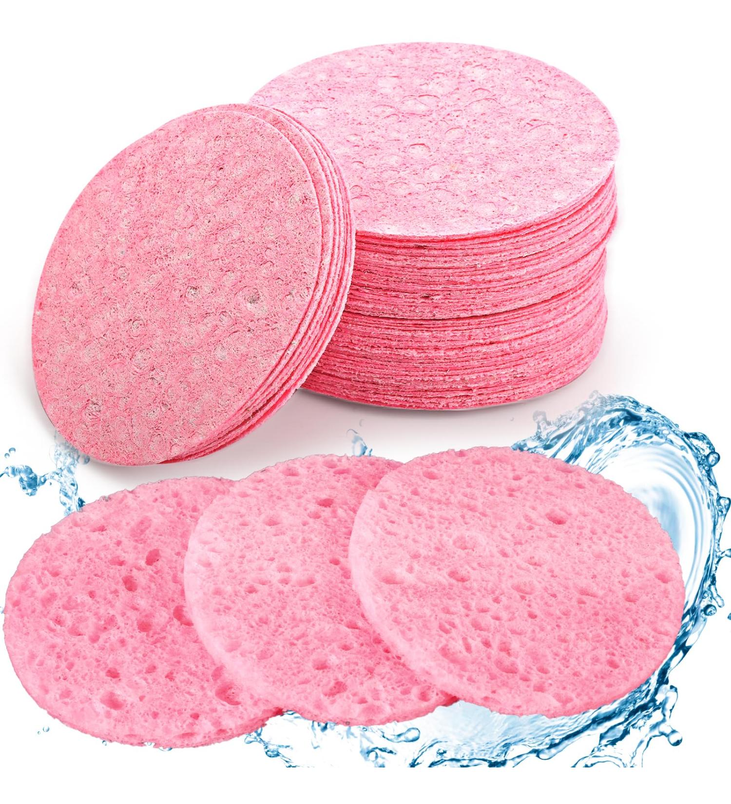 50 Compressed Facial Sponges - Reusable Natural Beauty Makeup Sponges for Daily Skin Care & Makeup Removal | Pink - Buy Online on GoSupps.com